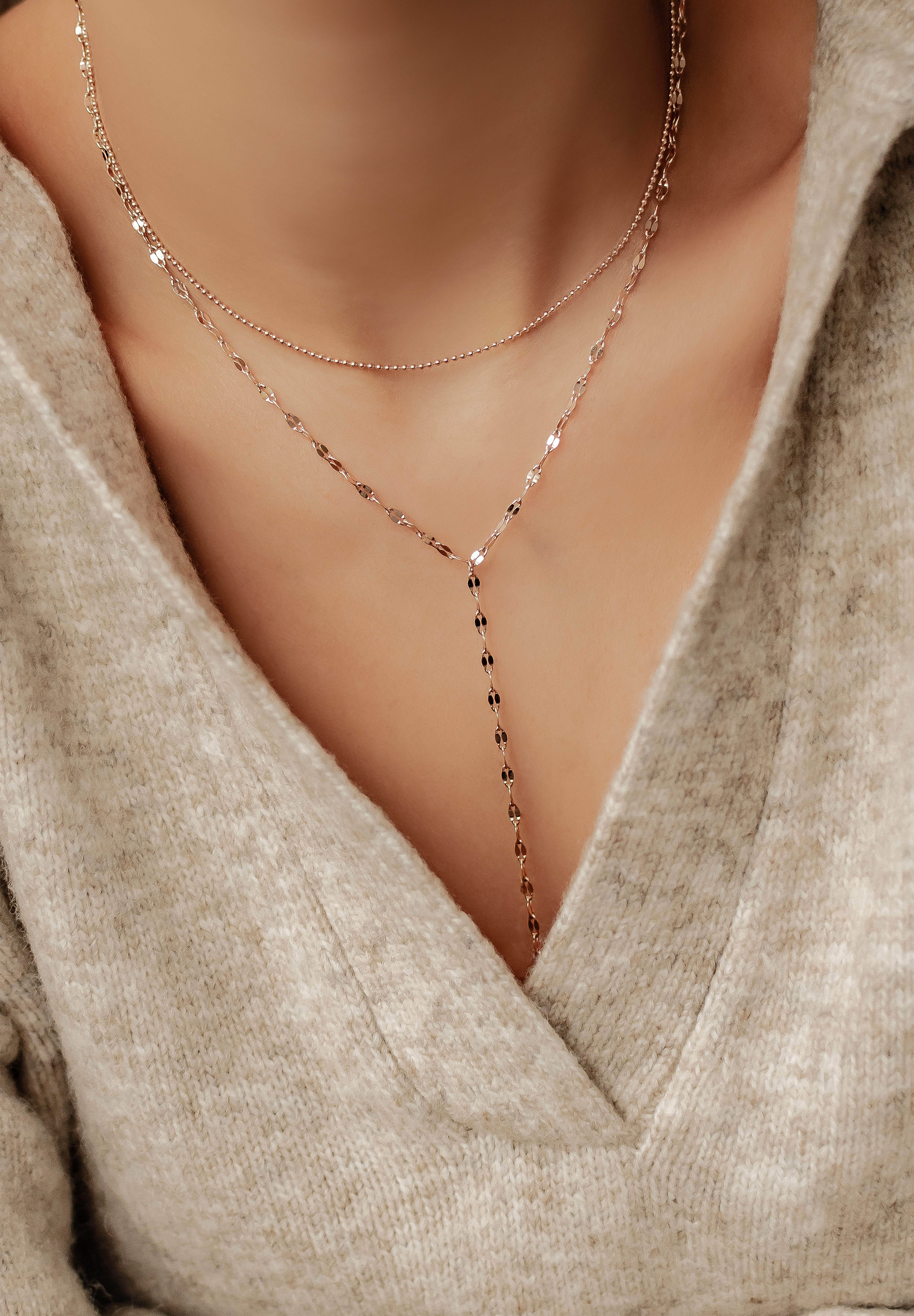 Hey Happiness Statementkette Vergoldete Y Layer Damen aus Edelstahl, Doppel günstig online kaufen