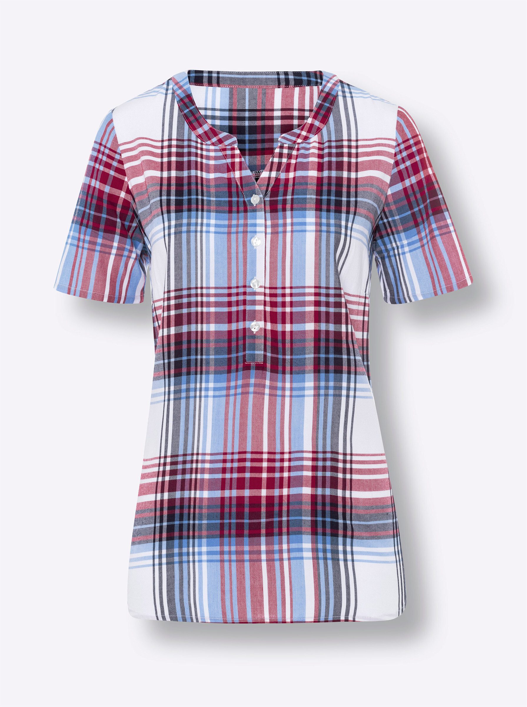 Klassische Bluse Karo-Bluse Kurzarm