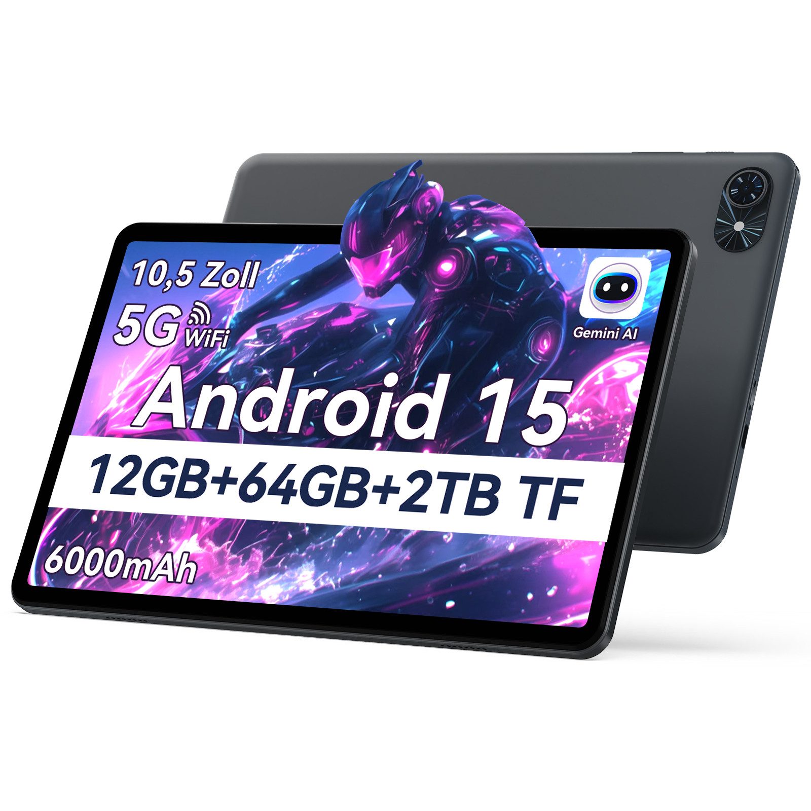 TABWEE T80 Android 15 WiFi 10 Zoll 64/128GB Tablet (10.1", Android15, 5G wifi, Android 15, Gemini AI, PC-Modus)