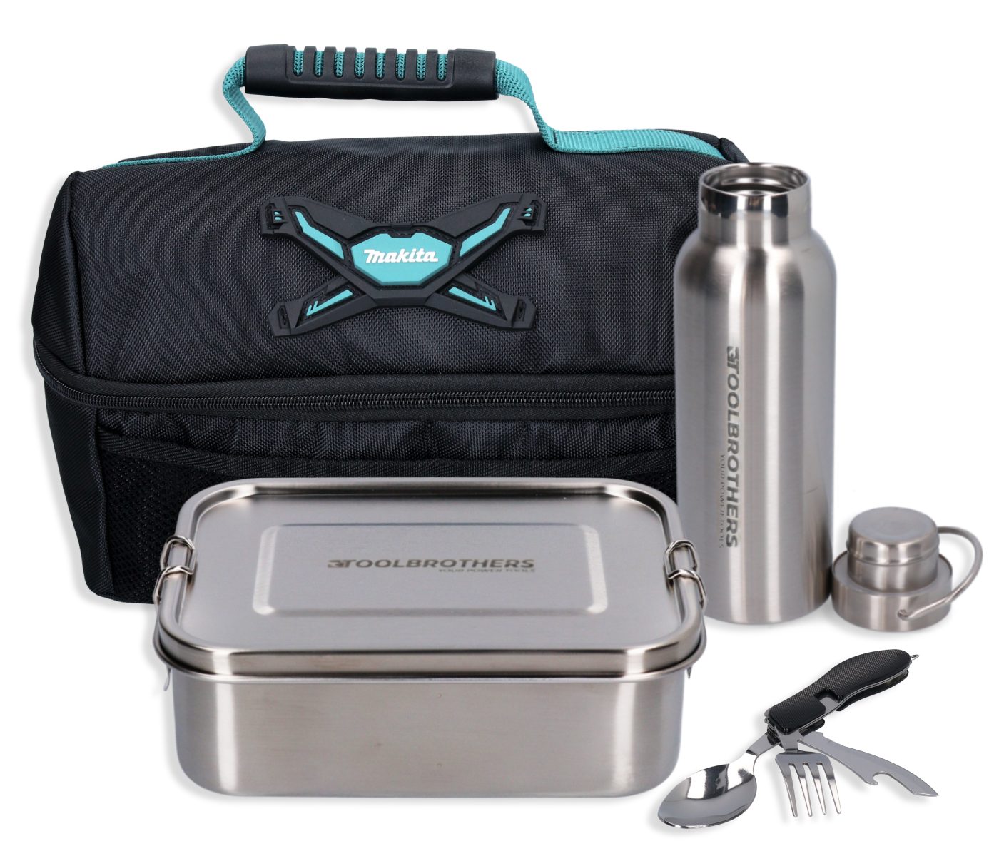 Toolbrothers Werkzeugkoffer Fan Lunchpaket in Makita Kühltasche mit Edelstahl Brotdose