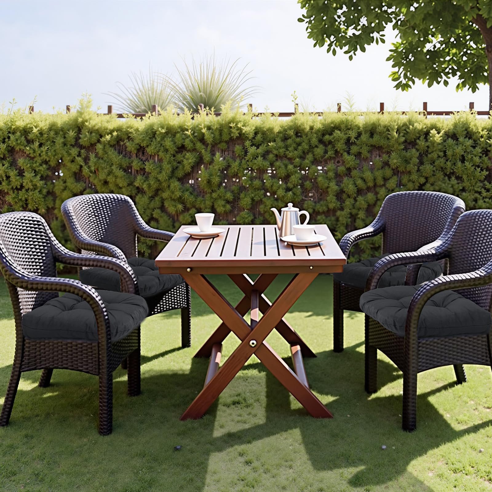 Diwzbyn Sitzkissen Outdoor Stuhlkissen Garten Stuhlpolster wetterfest, Wasserdichtes Outdoor-Stuhlkissen-Set (2er-Pack), 19 x 19 Zoll