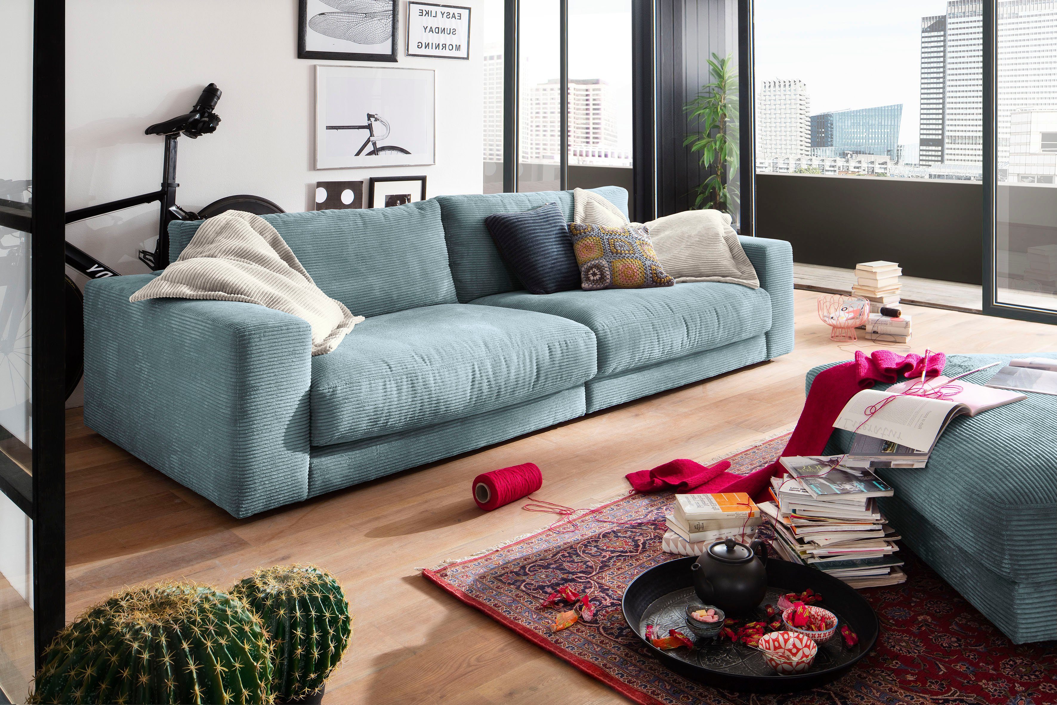 3C Candy Big-Sofa Breitcord stylisches Loungemöbel, und Enisa, Fein- in Zeitloses und