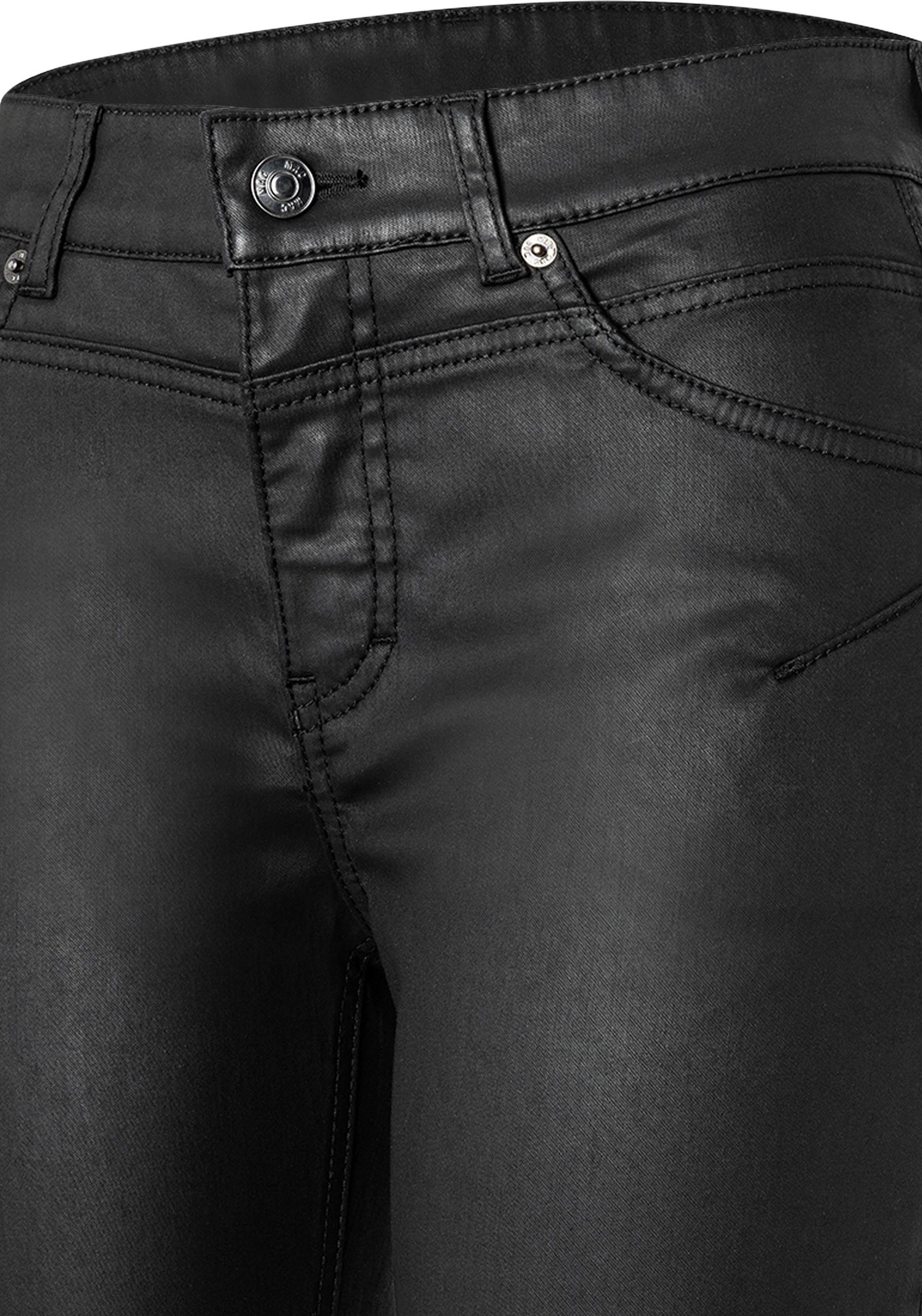 chic mit coating Bein RICH MAC am Reißverschluss-Detail black SLIM Röhrenhose