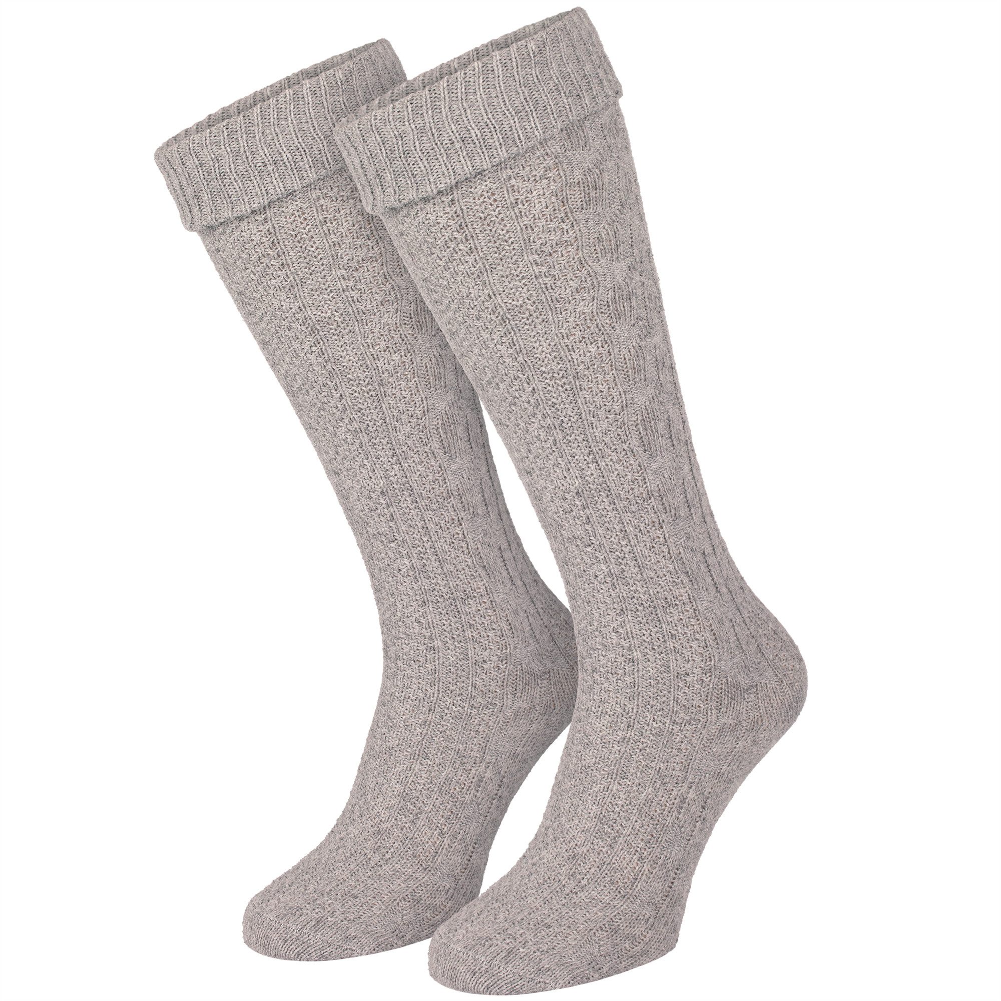 Trachtensocken Trachten Kniestrümpfe mit Zopfmuster für Damen & Herren