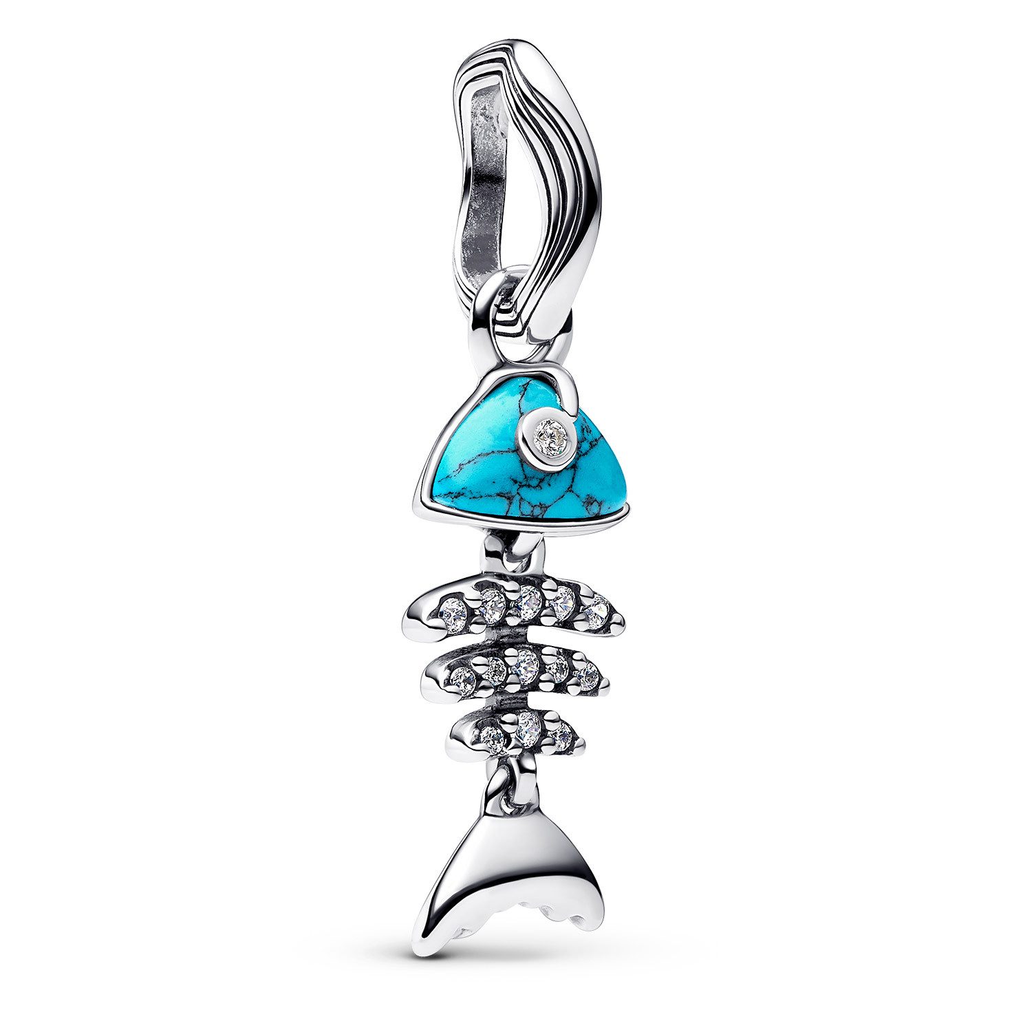 Pandora Kettenanhänger Silber Charm-Türkisfarbene Fischgräte