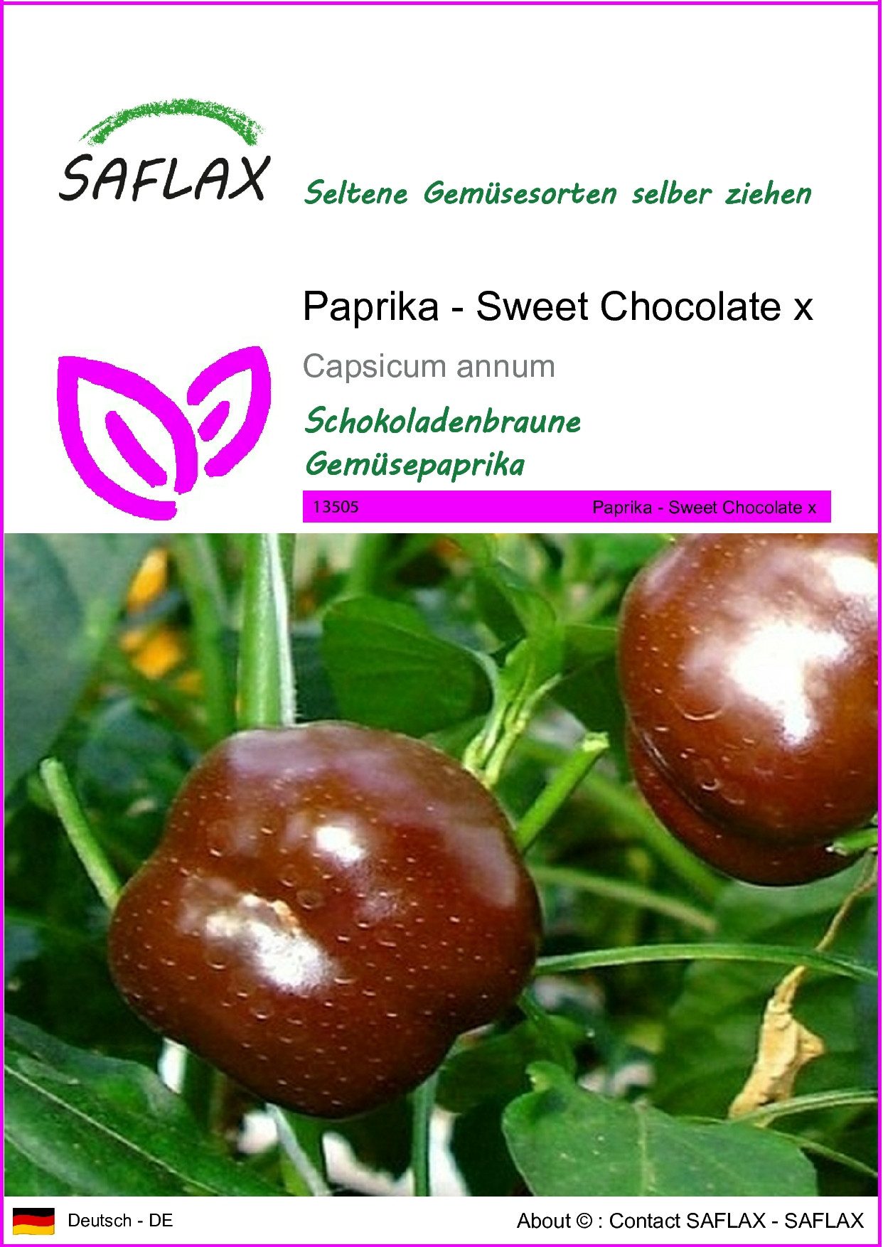 Gemüsesamen SAFLAX - Samen - Paprika - Sweet Chocolate x