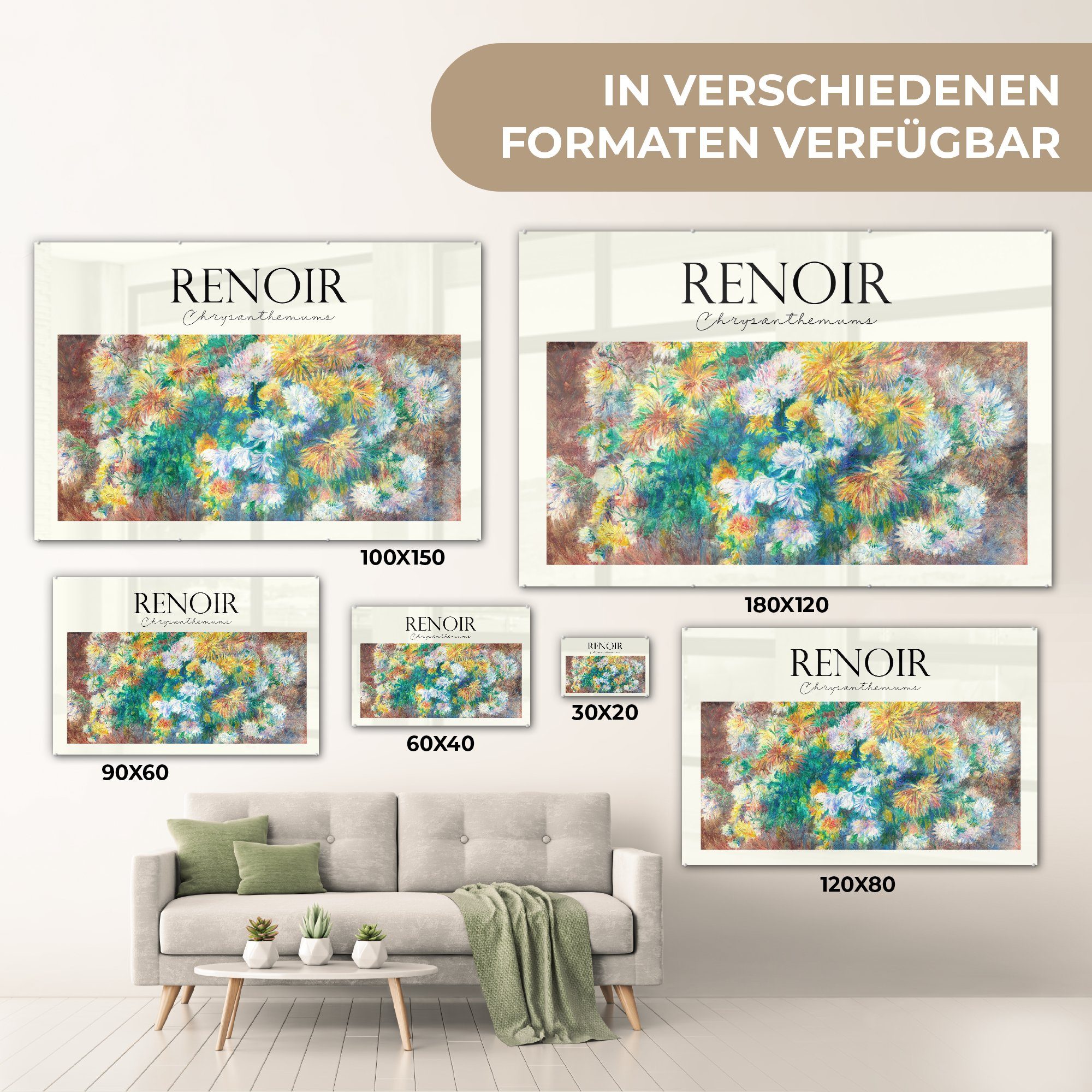 MuchoWow Acrylglasbild Gemälde - & St), Wohnzimmer Blumenstrauß, - (1 Schlafzimmer Renoir Acrylglasbilder
