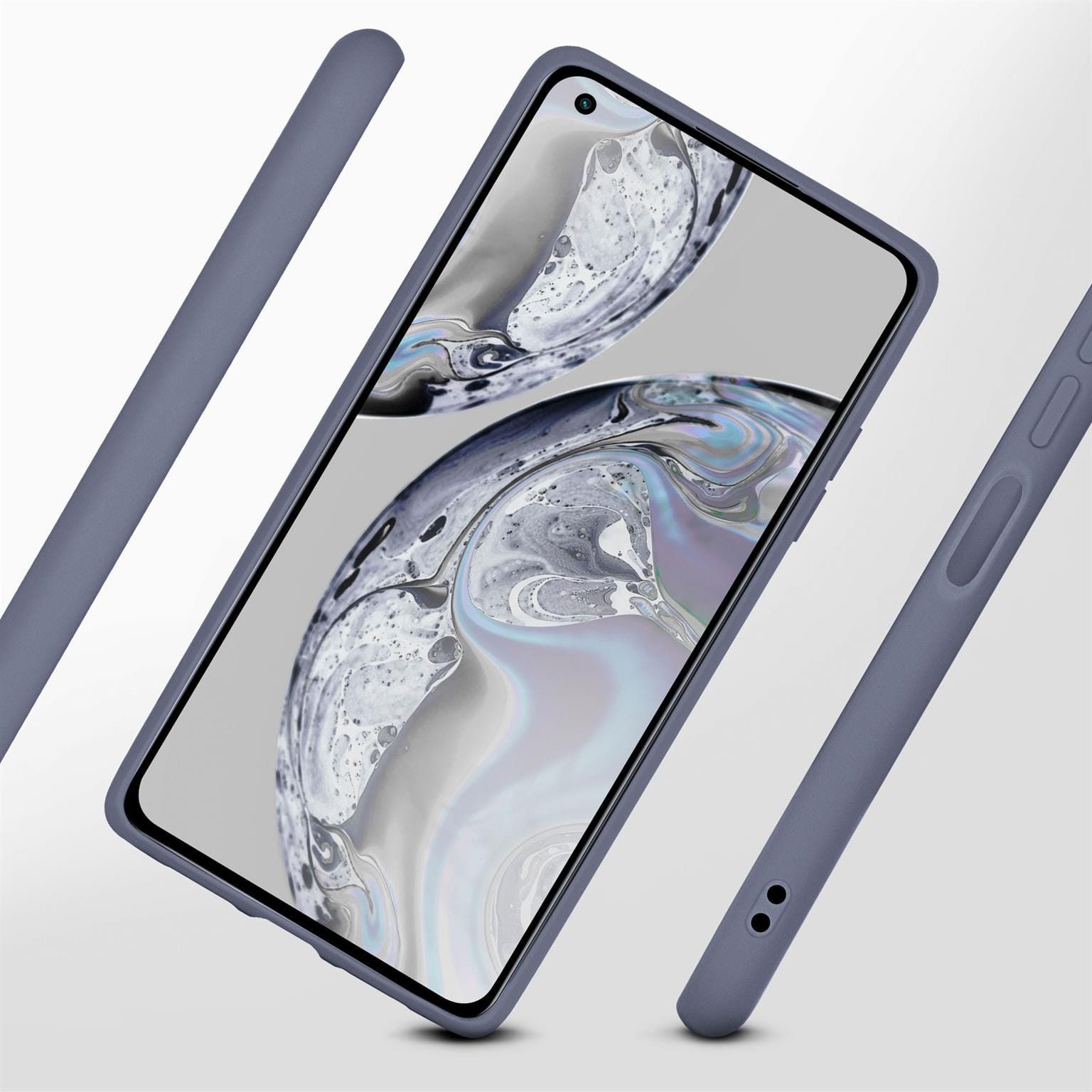 ONEFLOW Handyhülle für Xiaomi Mi 11 Lite Hülle Silikon Soft Case Blau Grau 6,55 Zoll, Silikonhülle Cover Dünn Handytasche TPU Schutzhülle mit Kameraschutz