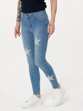 Sarah Kern Skinny-fit-Jeans Denim-Hose figurbetont mit Strasssteinverzierung