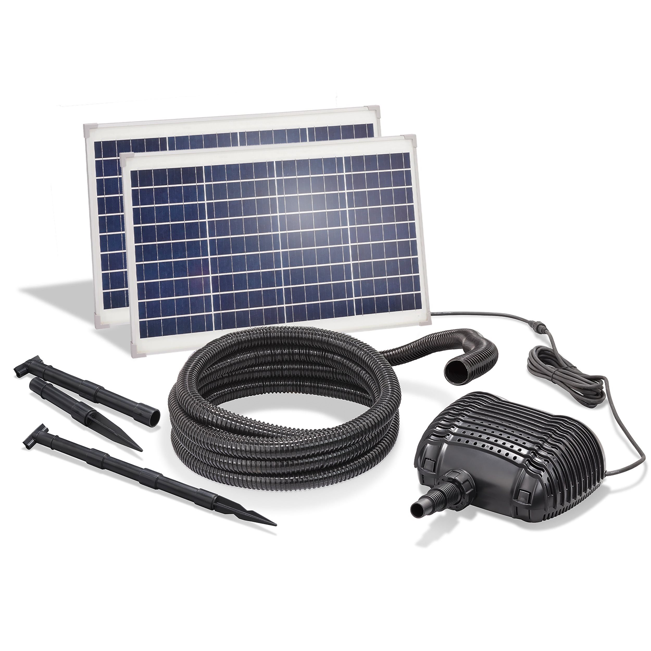 esotec Bachlaufpumpe Solar Bachlaufset Waterfall 70/3400 Wasserspiel 3400l/h, 2x35Wp 101966 (Komplettset)