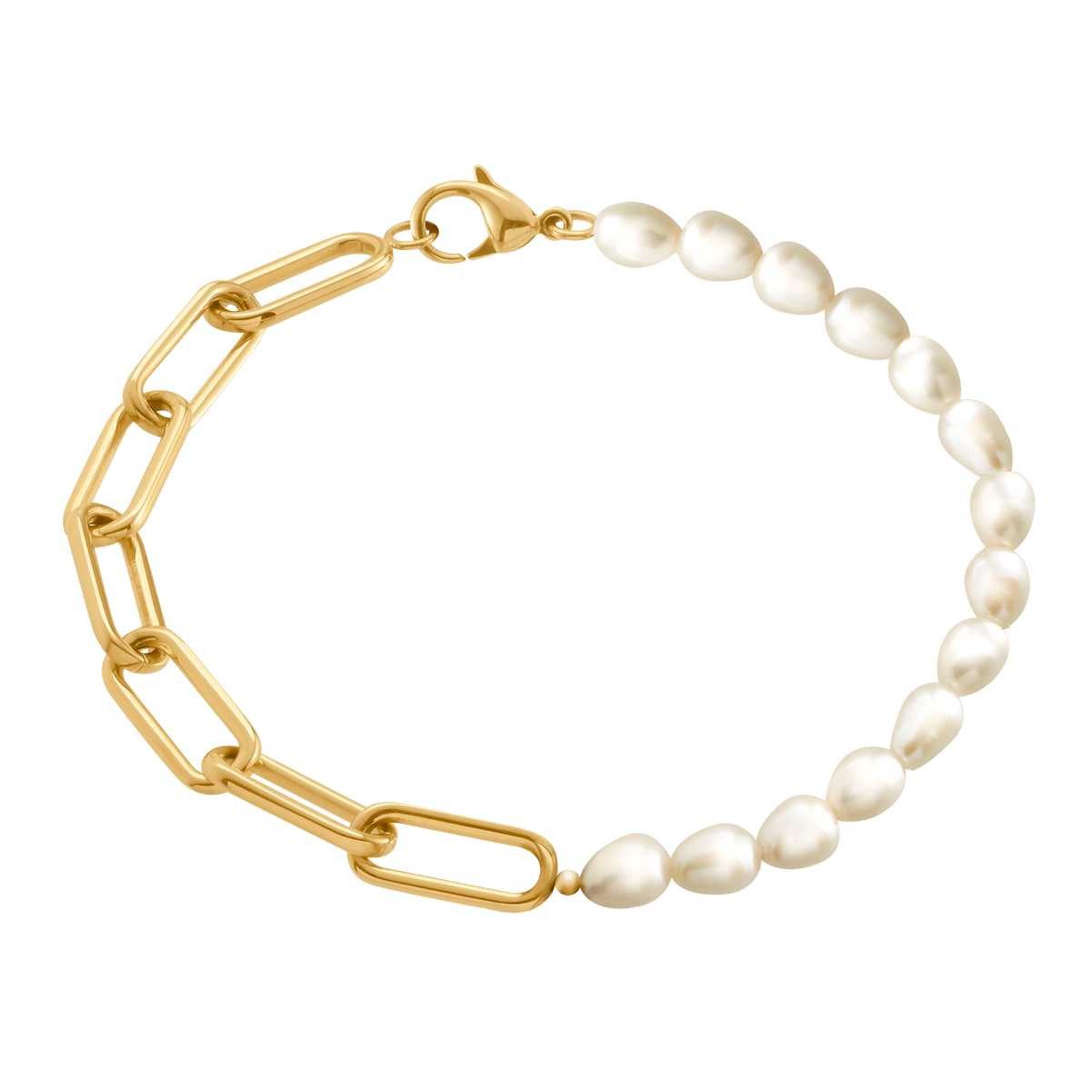 Boccia Perlenarmband Boccia Armband 03048-02 Reintitan, Gold plattiert, Süßwasserzuchtperle (kein Set, 1-tlg., kein Set)
