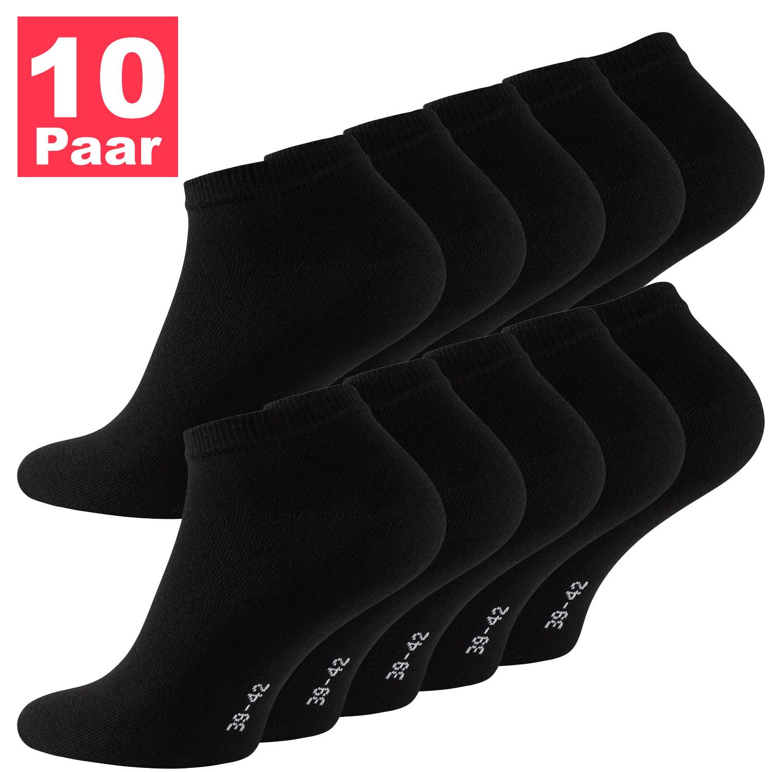 Reslad Sneakersocken Damen & Herren Sneaker Socken Kurz (10 x Paar) für Frauen & Männer (10-Paar) Sneakersocken Füßlinge Unisex