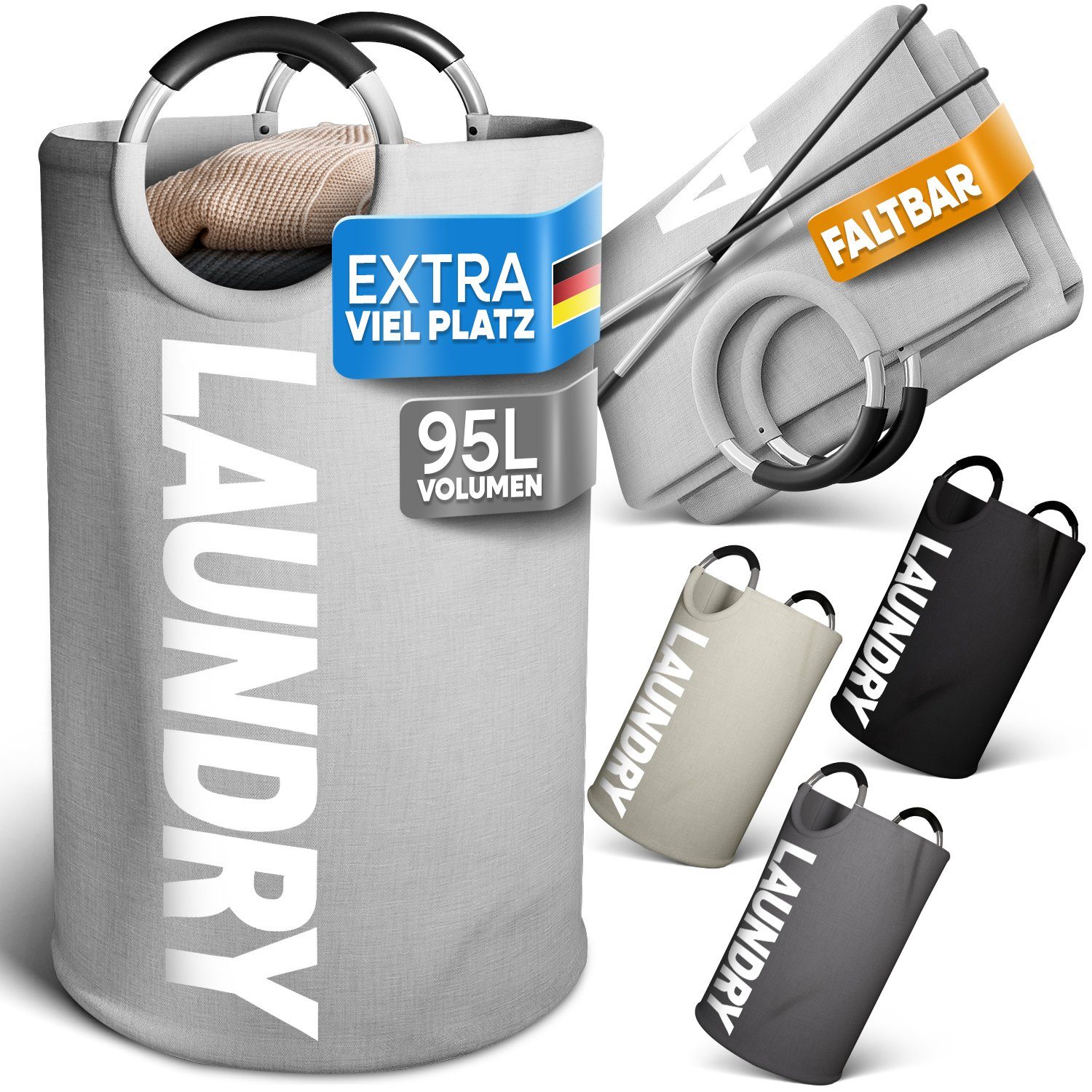 Loco Bird Wäschekorb Faltbarer 95L Kapazität Wäschesammler mit Griff, Wäsch günstig online kaufen