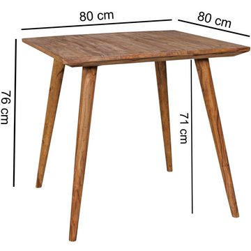 Wohnling Esstisch WL1.966 (80x80x76 cm Sheesham Massivholz Quadratisch Modern), Kleiner Esszimmertisch, Küchentisch Holztisch