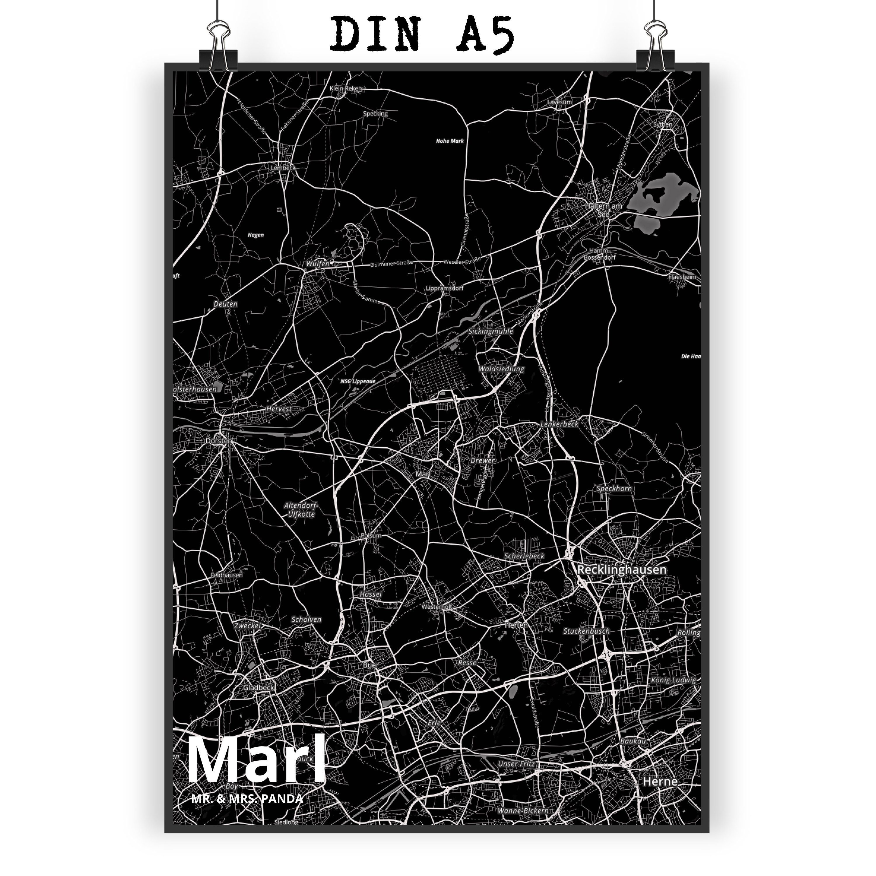 Mr. & Mrs. Panda Poster DIN A5 Marl - Geschenk, Stadt Dorf Karte ...