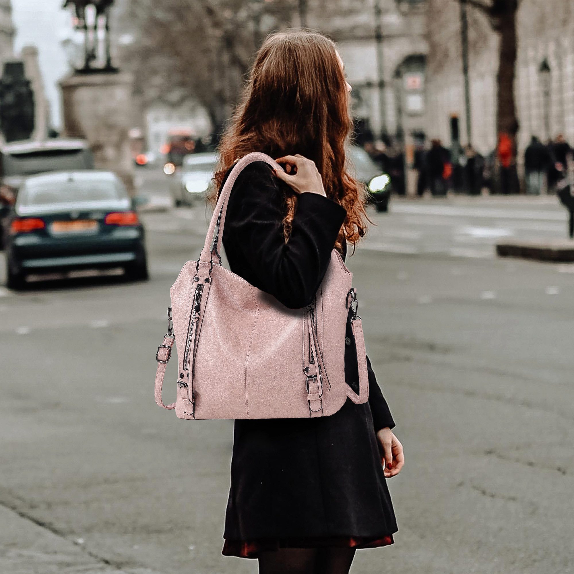 TAN.TOMI Handtasche Damen Schultertasche Groß Shopper Vegan Handtasche, Handtaschen Umhängetasche Geldbörse Damen Taschen 2-Tlg