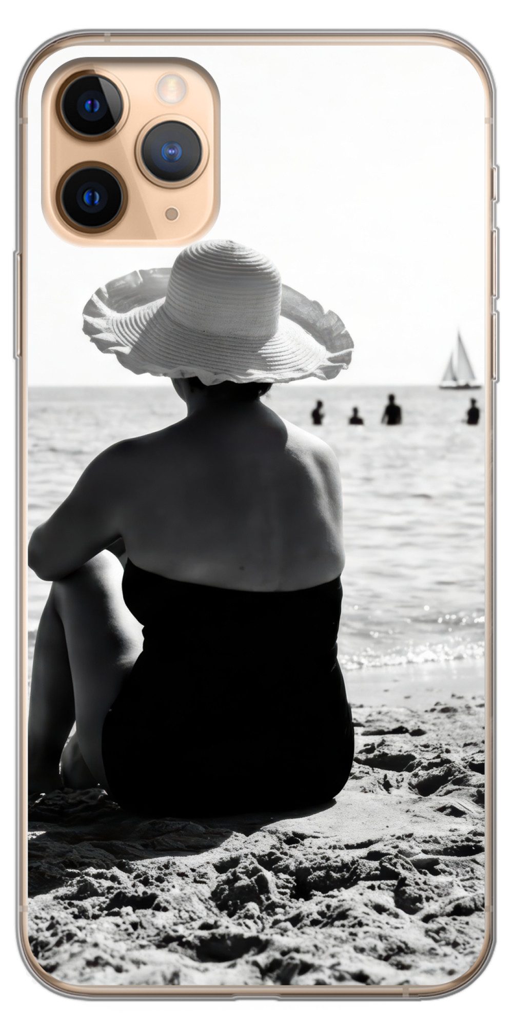 MuchoWow Handyhülle für Apple iPhone 11 Pro Max Frauen - Sonnenhut - Strand - Schwarz - We, Smartphone-Bumper, Print, Handy Schutzhülle Dünn