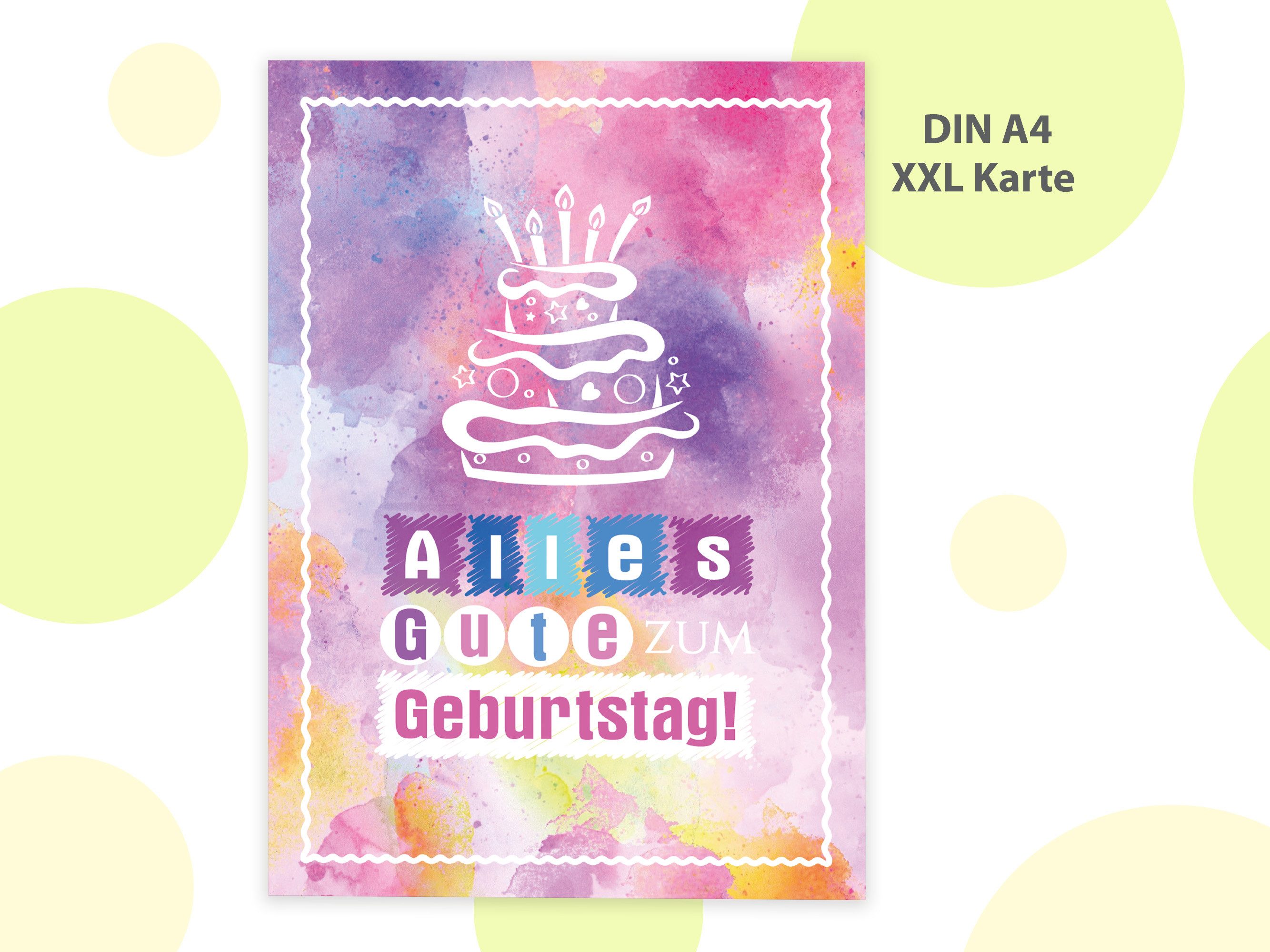 LIMONIA Glückwunschkarte Geburtstagskarte Kinder Grusskarte für Geburtstag A4 Klappkarte XXL, Große A4 Geburtstagskarte Torte – Stabil, hochwertig, bunt
