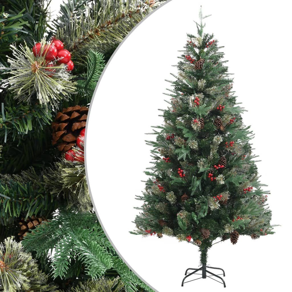 furnicato Künstlicher Weihnachtsbaum Weihnachtsbaum mit Zapfen Grün 195 cm PVC & PE