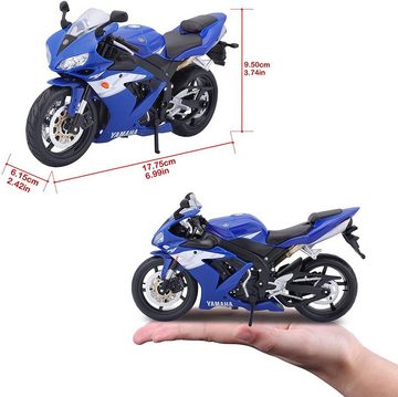 Maisto® Modellmotorrad Modellmotorrad - Yamaha YZF-R1 (blau, Maßstab 1:12), Maßstab 1:12, detailliertes Modell