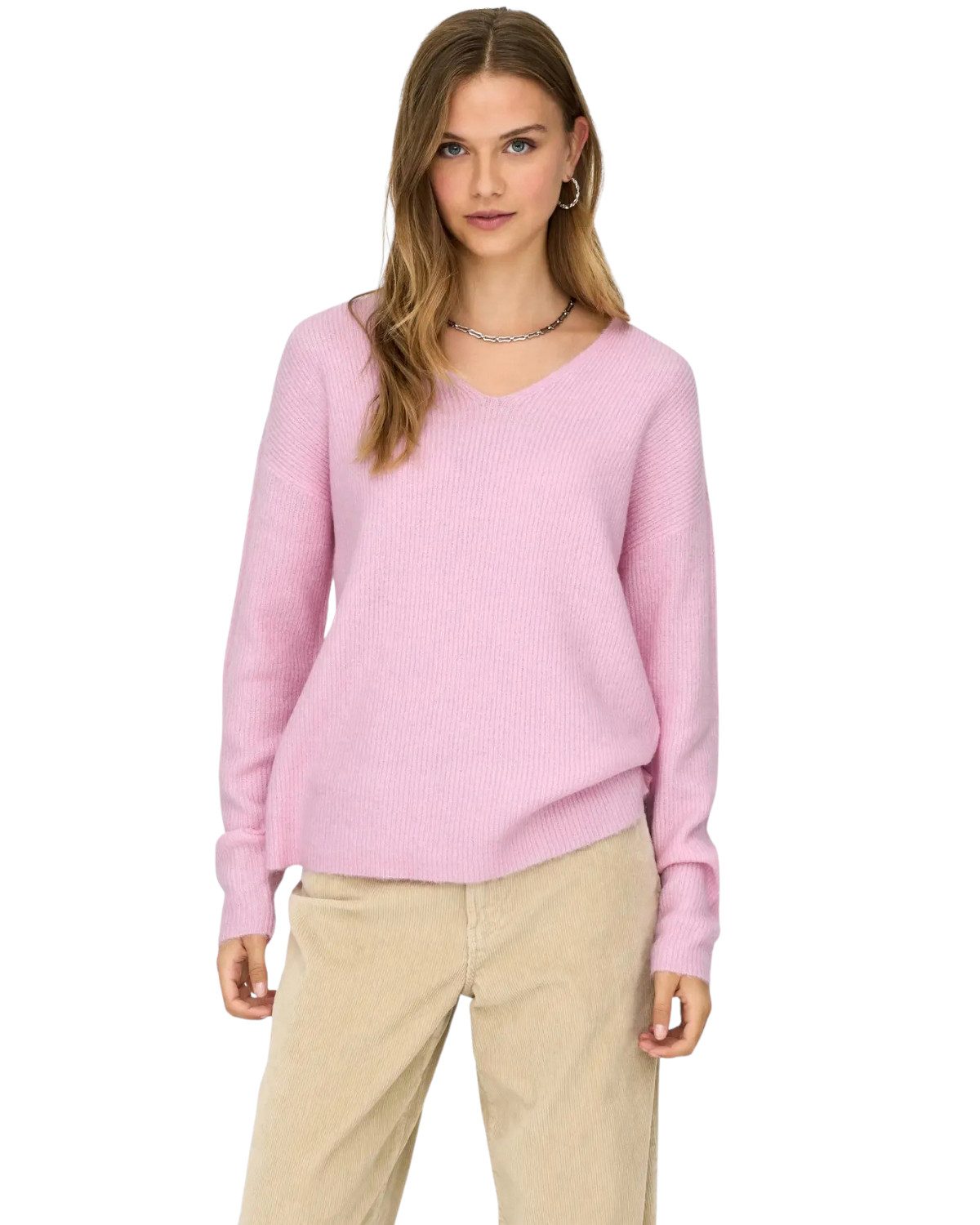 ONLY V-Ausschnitt-Pullover Weicher Strickpullover mit V-Ausschnitt