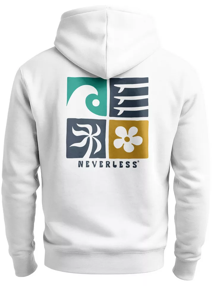 Neverless Hoodie Hoodie Backprint Herren Surfer Style Rückenaufdruck Icons Maritim
