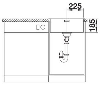 Blanco Edelstahlspüle SOLIS 450-IF, eckig, 44/49 cm, (1 St), zum wechselseitigen Einbau geeignet