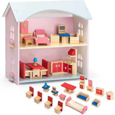 UE Stock Puppenhaus Holz Puppenhaus mit Möbeln und Zubehör Holzpuppenhaus Mädchen, *** BESTER PREIS ***