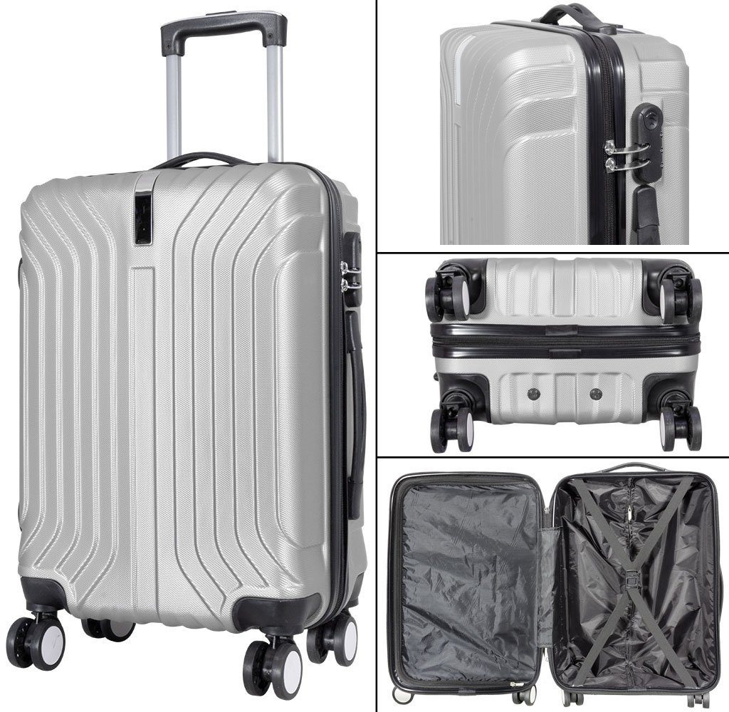 Hartschalen-Trolley Valis Hartschalen-Trolley »Valis Hartschalen-Trolley »Valis Reisekoffer M-L-XL ABS Hartschalenkoffer 4x Doppelrollen, drehbar um 360° mit Qualitäts-Zahlenschloss