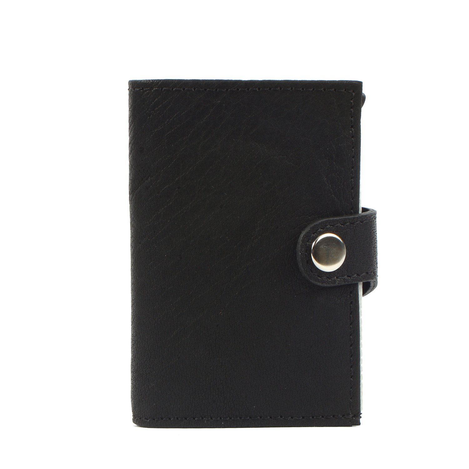 Margelisch Mini Geldbörse noonyu Kreditkartenbörse Leder single deepblack leather, Upcycling aus