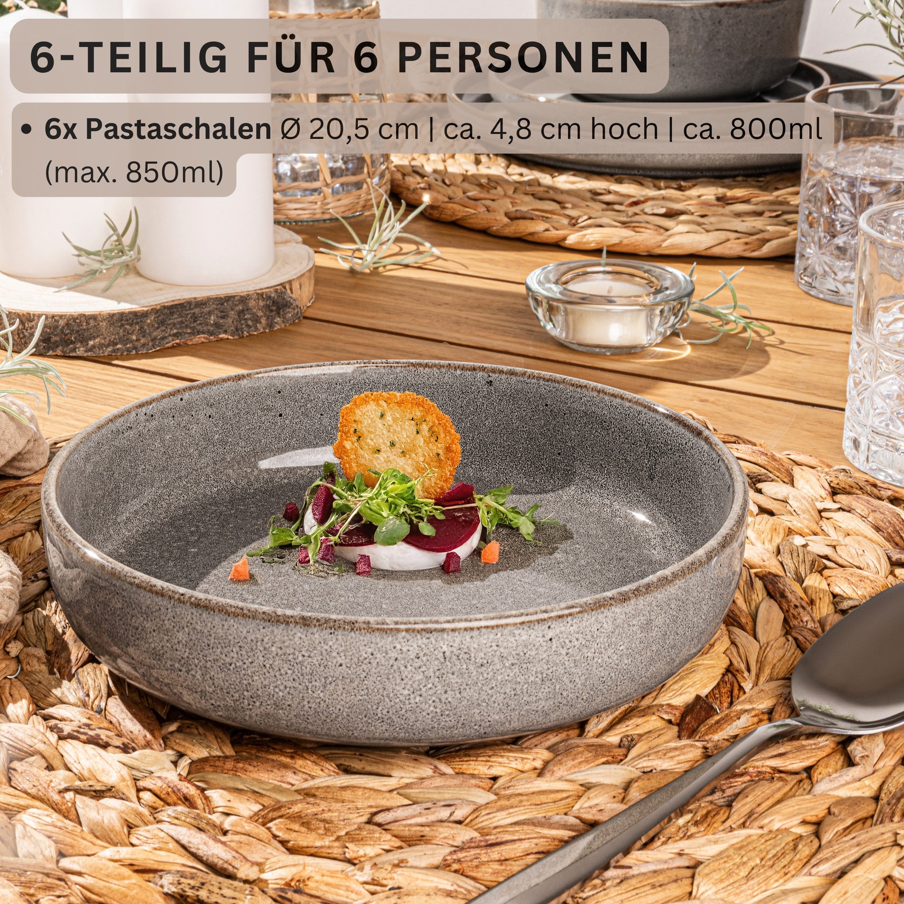 SÄNGER Teller Set Kairo, (6 St), 6 tlg. Pastaschalen Kairo Graphit, Handmade, VALUE COLLECTION