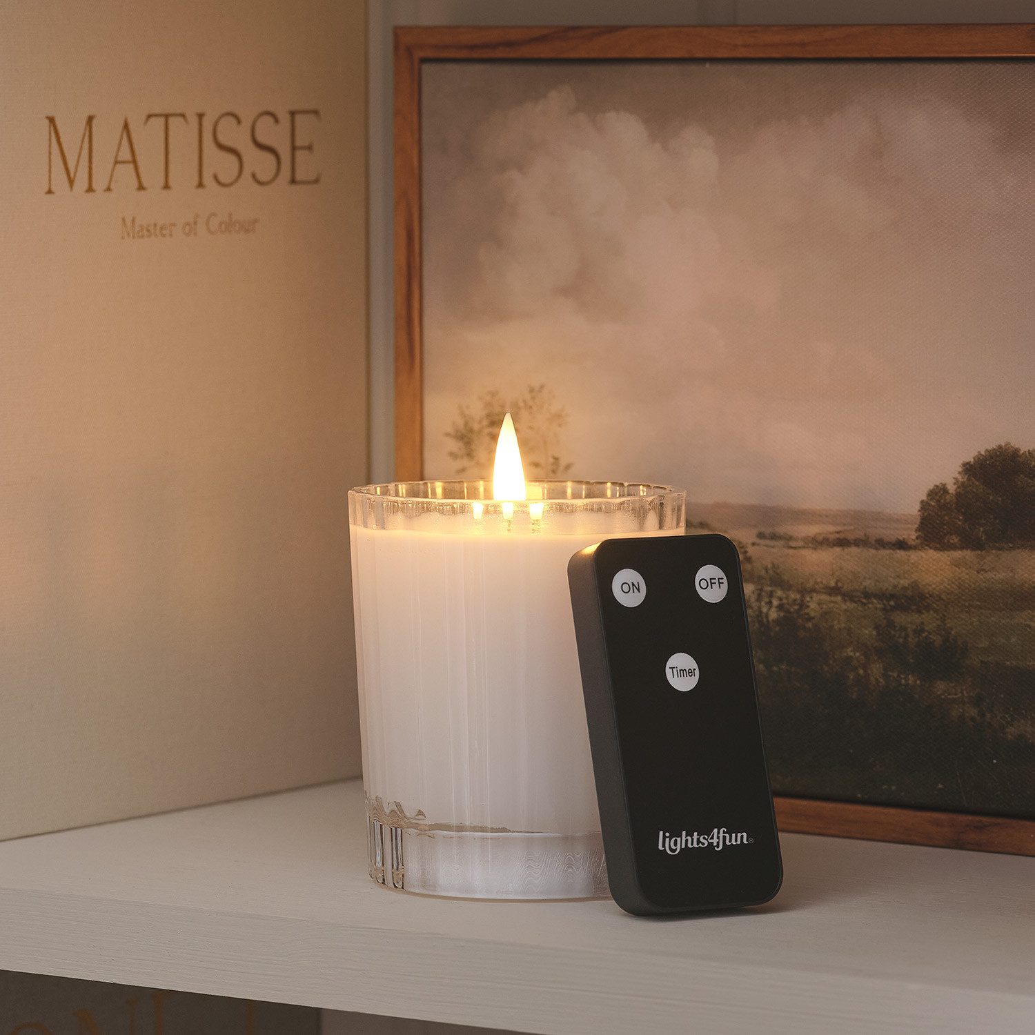 Lights4fun LED-Kerze TruGlow® LED-Kerze im Glas mit Fernbedienung
