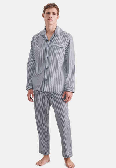 seidensticker Pyjama »Classic« (Set, 2 tlg) Web Pyjama lang - Baumwolle - Elegante Paspeln, Aus leichtem Webstoff, Hose mit elastischem Bund