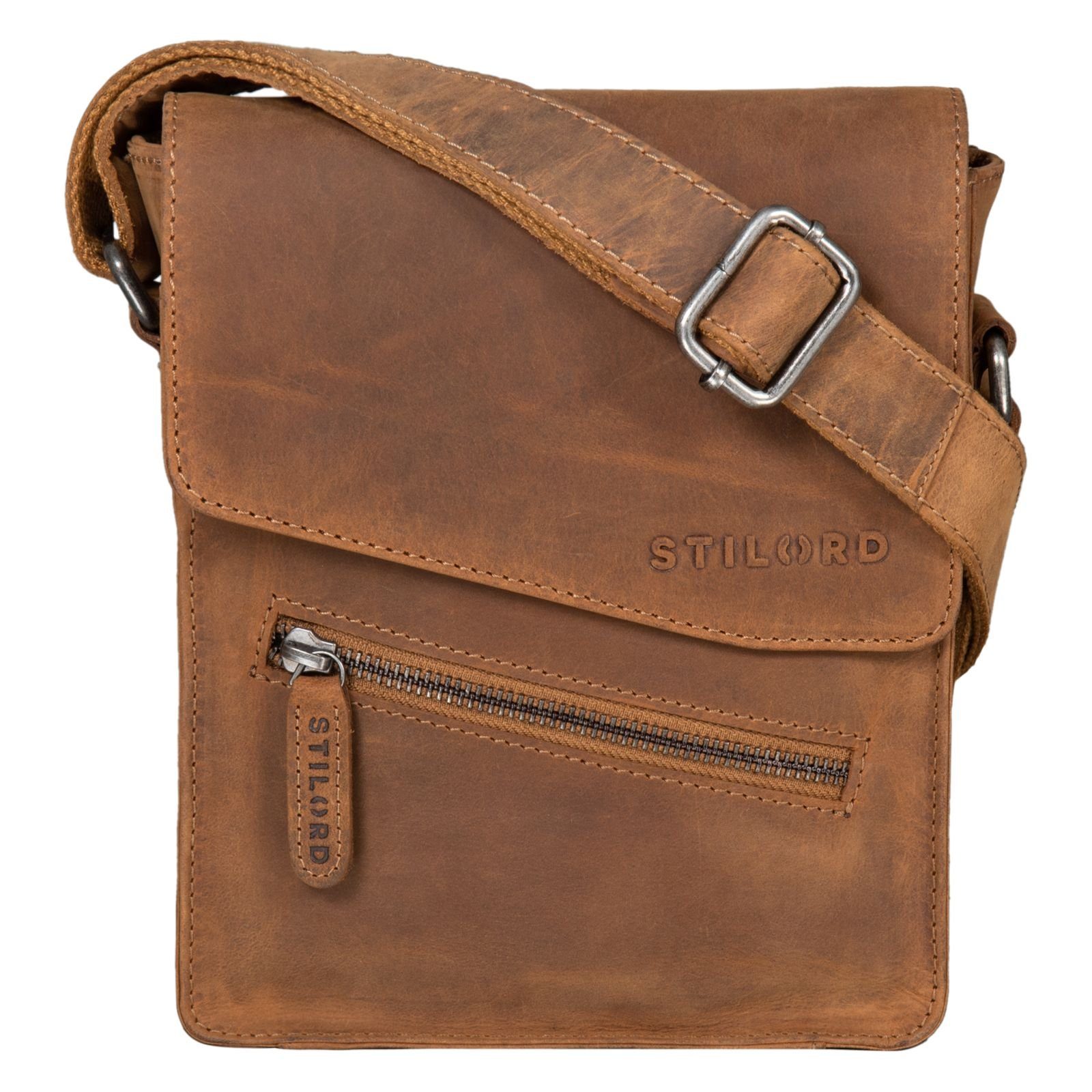 STILORD Schultertasche "Steve" Kleine Herren Tasche Leder