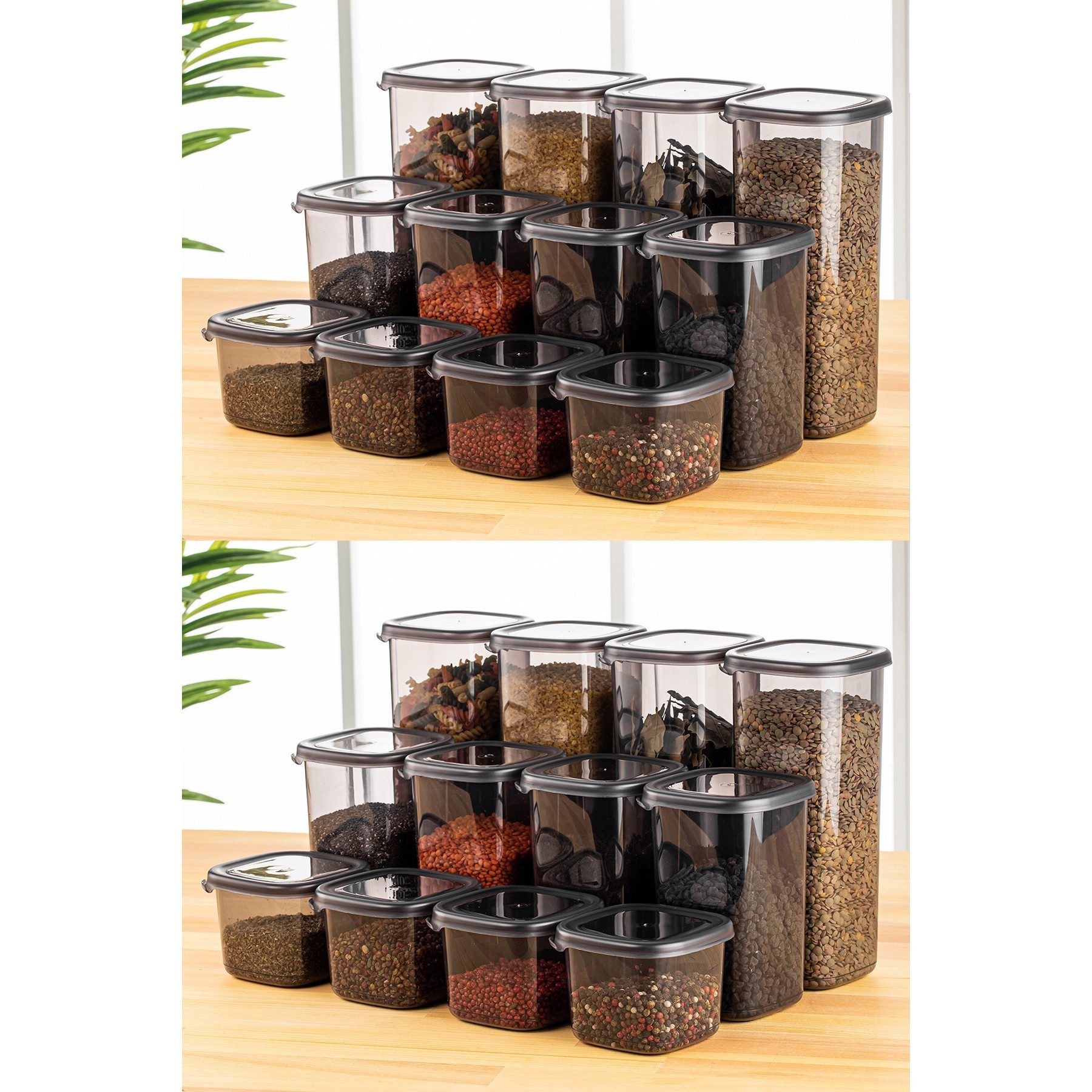 Hermia Concept Vorratsdose 24-teiliges Set, 3 verschiedene Größen, Kunststoff, (Set, 24-tlg., 8x Kleine 550 ml 8x Mittlere 1200 ml 8x Große 1750 ml), Spülmaschinenfest, Mikrowellengeeignet, Stapelbar
