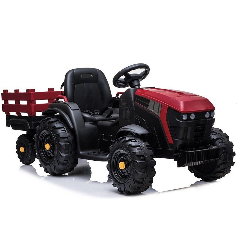 LEAN TOYS Elektro-Kindertraktor Aufsitztraktor Kinderfahrzeug Spielzeugtraktor, (1-tlg), Anhänger, Elektroantrieb, Traktorsitz, Profilräder