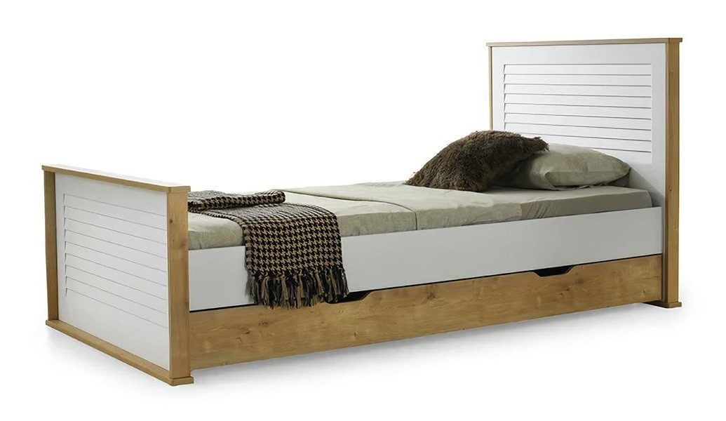 Xlmoebel Einzelbett Weißes Holz-Einzelbett für Kinderzimmer im eleganten Design (Bett, Bett), Hergestellt in Europa
