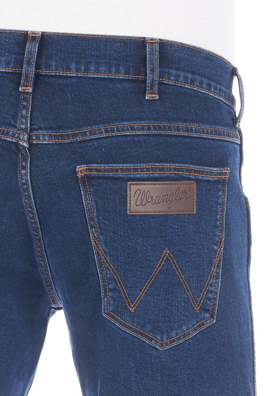 Hose (WSS3LQ46A) Regular Blue Fit mit Denim Greensboro Chip Stretch Straight-Jeans Jeanshose Herren Wrangler