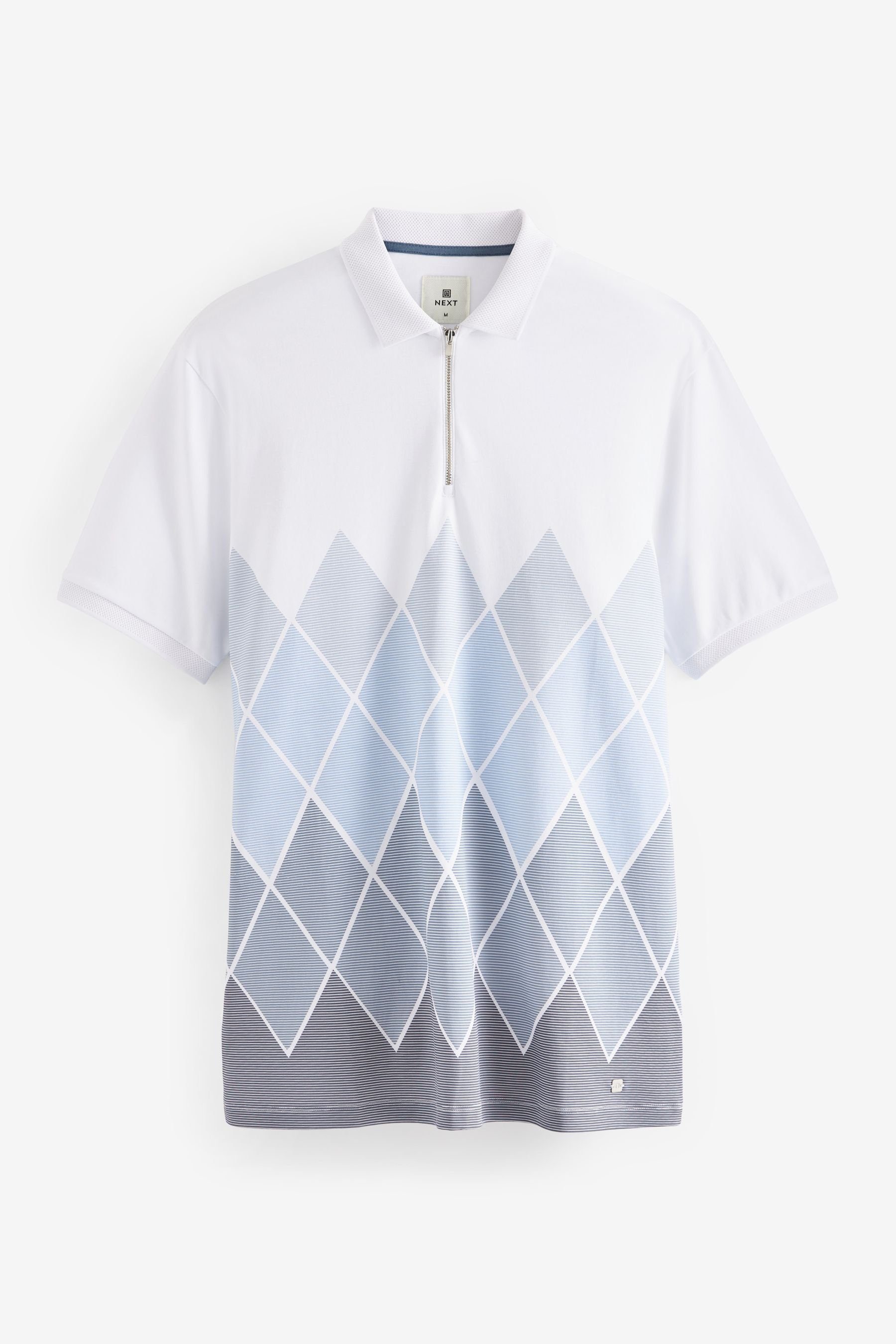 Blue Polo-Shirt (1-tlg) Bedrucktes Next Ombre Poloshirt