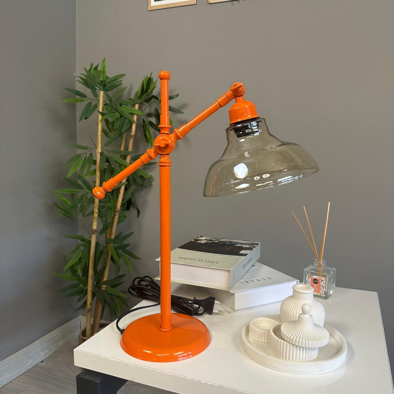 Bamyum Nachttischlampe Vishi Modern Glas Tischleute mit Kabel, ohne Leuchtmittel