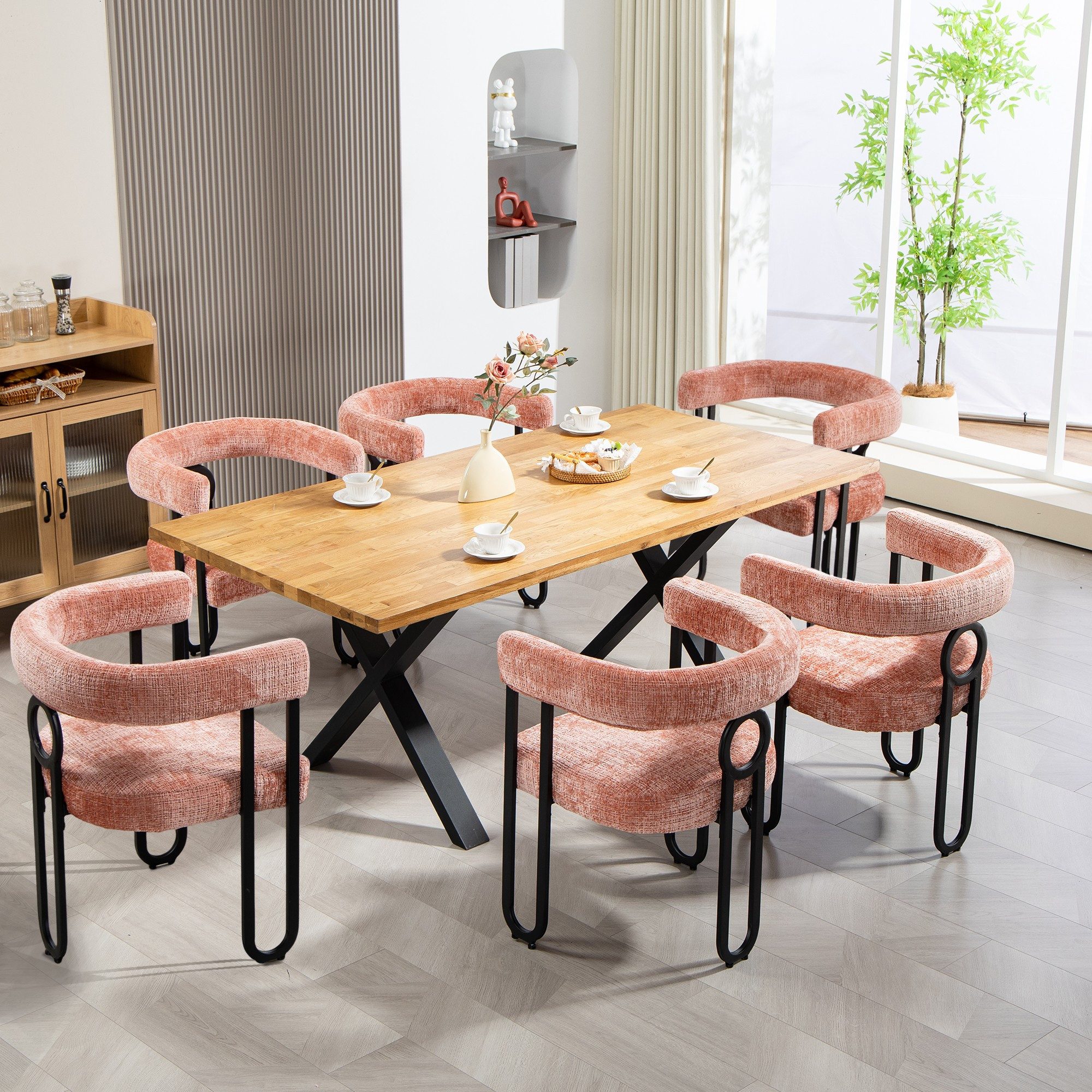 LVHOM Gartenstuhl Retro-Ring Metall 2-/4-/6er-Set, Chenille/PU günstig online kaufen