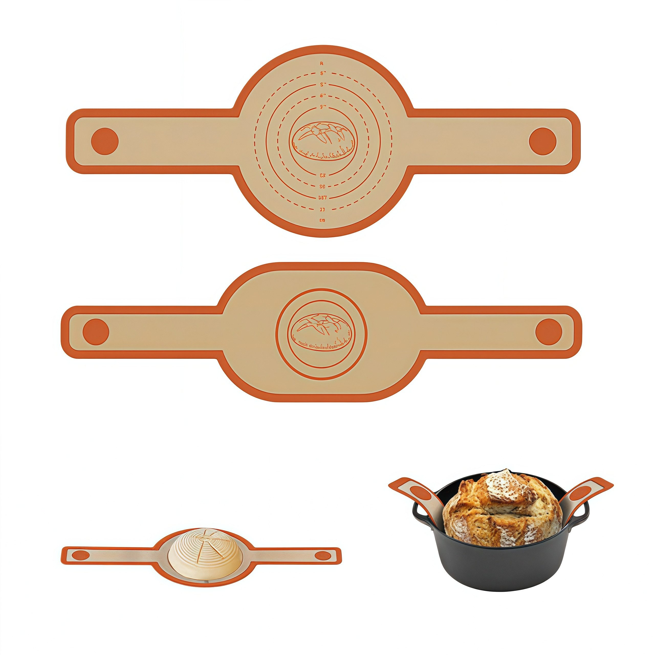 FOUORTUNATE-BEE Backmatte 2er-Set Silikon-Backmatten mit langem Griff, (2-tlg), Backunterlagen für Brot, Gebäck und vielseitiges Backen