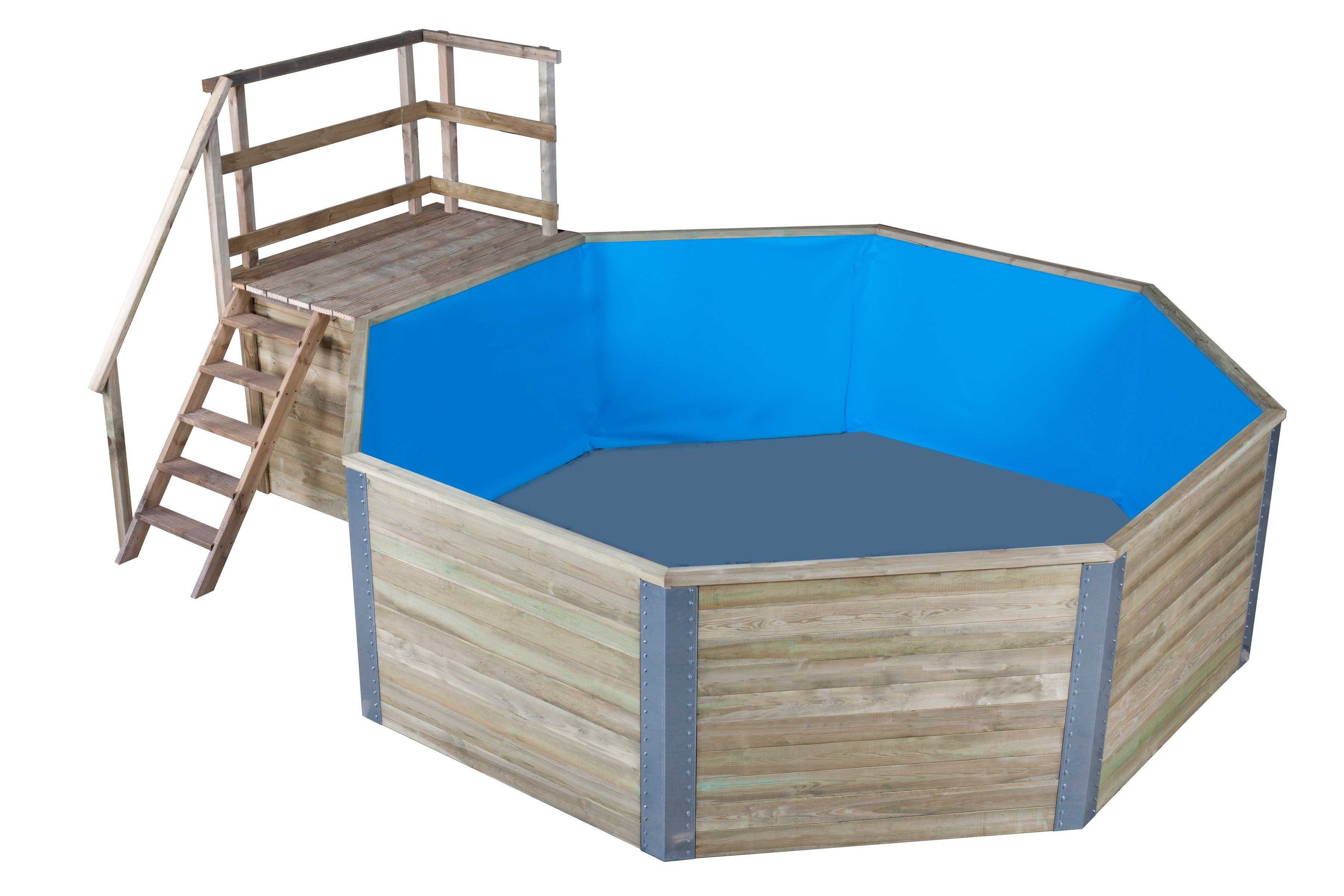 weka Achteckpool MALI 2 mit Technikraum (Set, 9-tlg), BxLxH: 376x476x116 cm