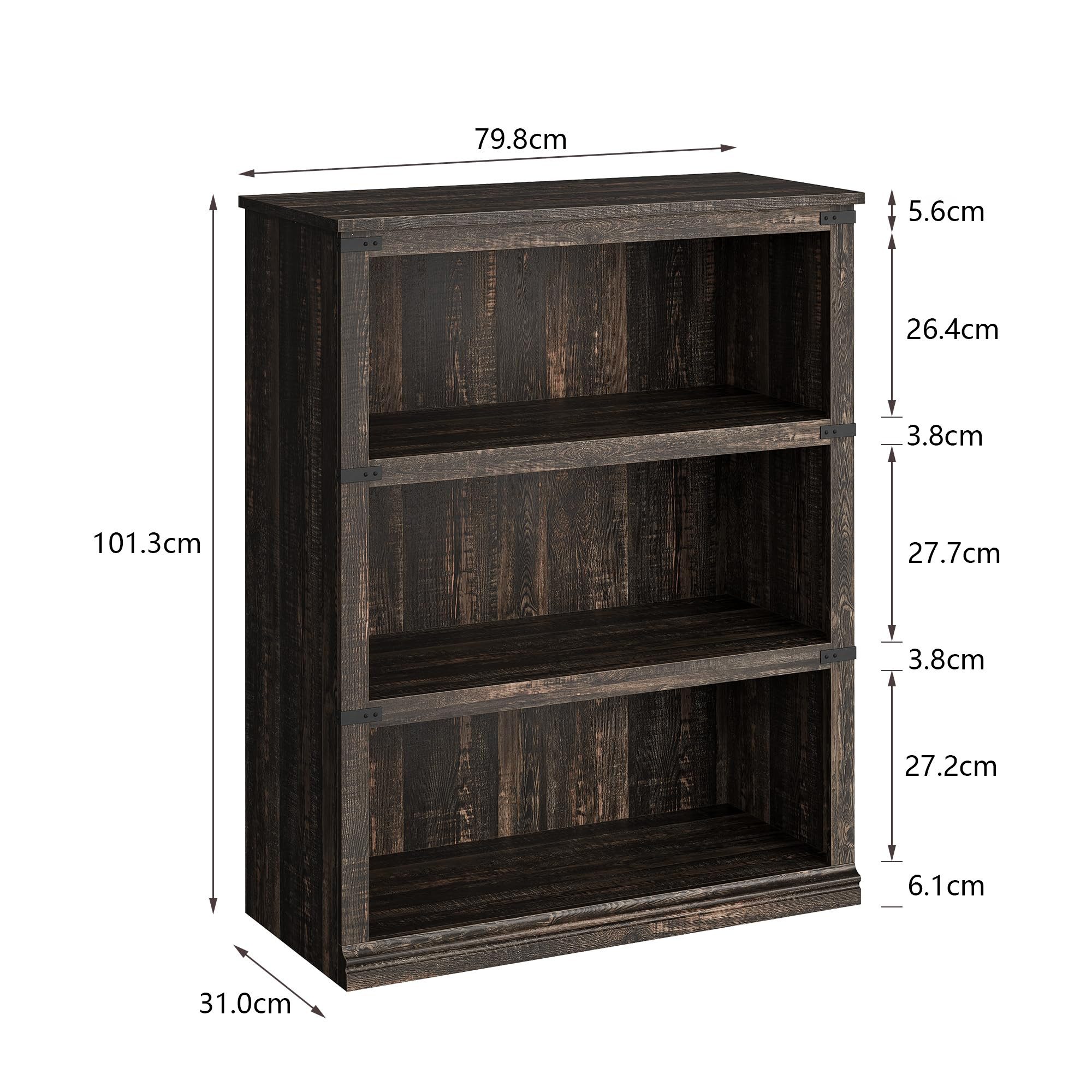 GarveeMore Bücherregal Vintage-Bücherregal aus Holz Ablageregal Standregal Mehrzweckregal, Regal Stauraumregal für Wohnzimmer, Büro oder Schlafzimmer(3/5-Regal)