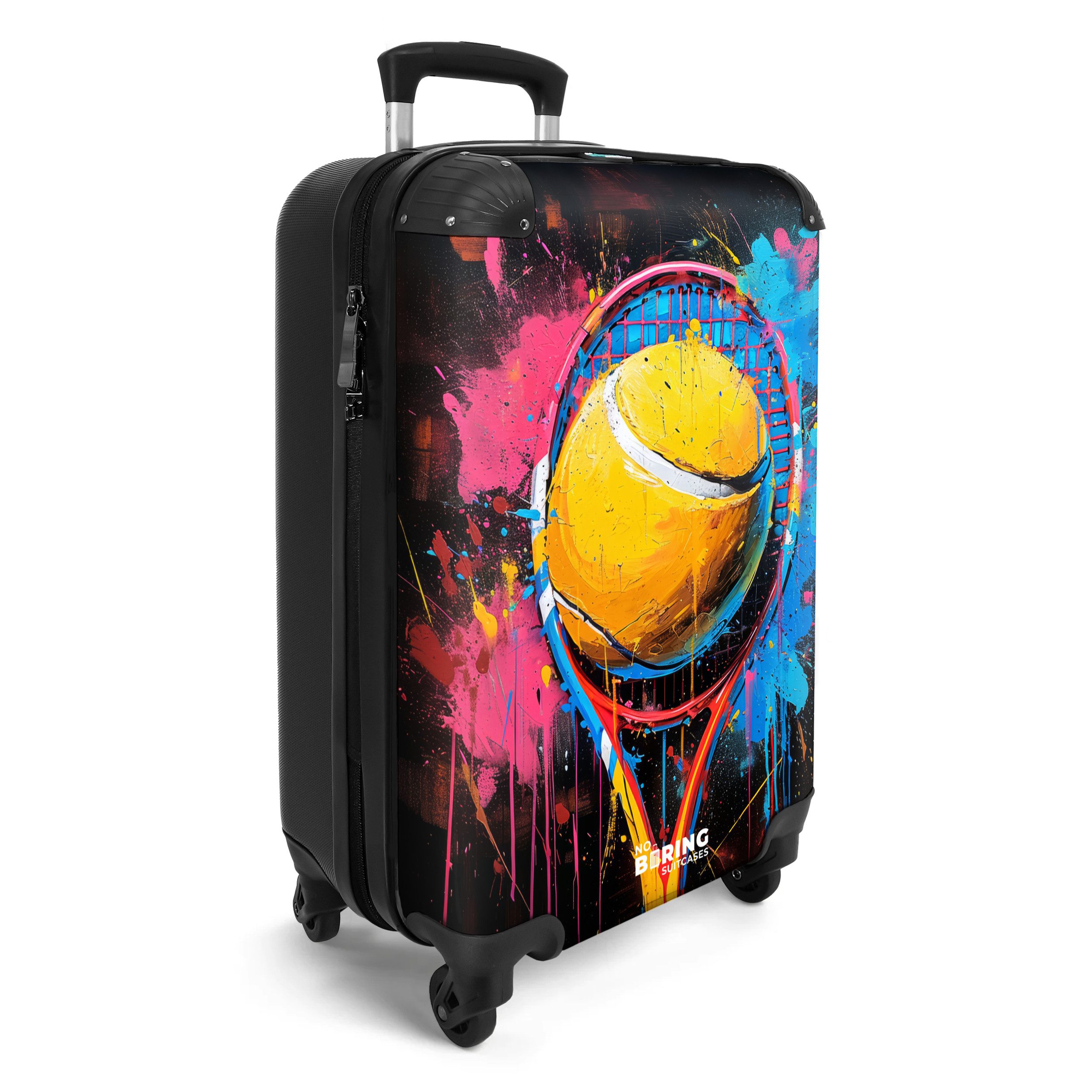 NoBoringSuitcases.com© Hartschalen-Trolley Graffiti-Tennisschläger mit Ball günstig online kaufen