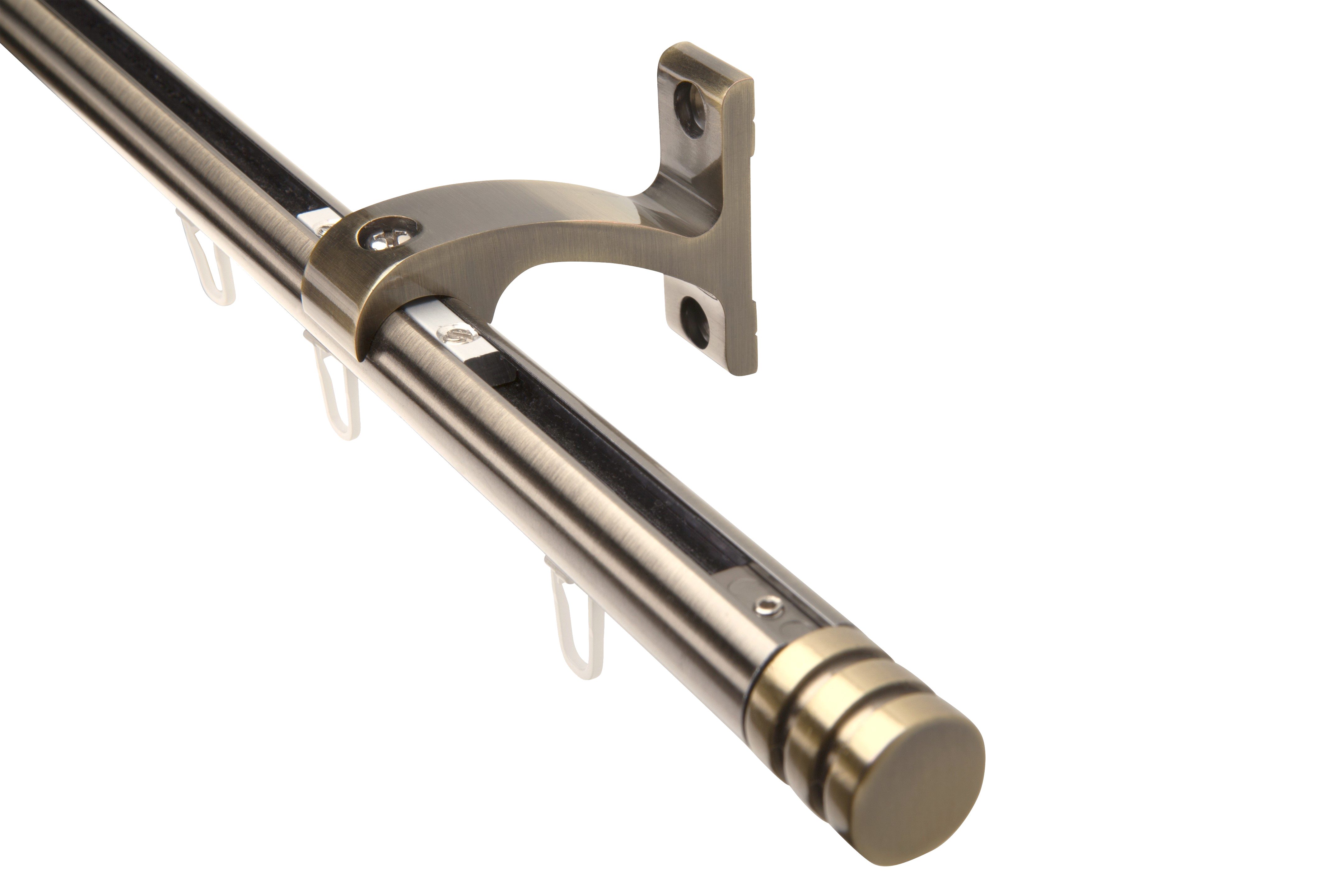 DécoProfi Innenlaufschiene Gardinenstangen Set 1-läufig, kurzer Träger, Endkappe mit Rille, Ø 20 mm, Wandträger, verschraubt, Aluminium / Zinkguss, Set komplett