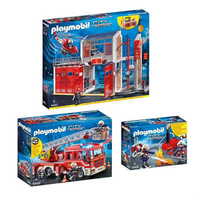 Playmobil® Spielbausteine 9462-63-68 City Action 3er Set Feuerwache + Zubehör