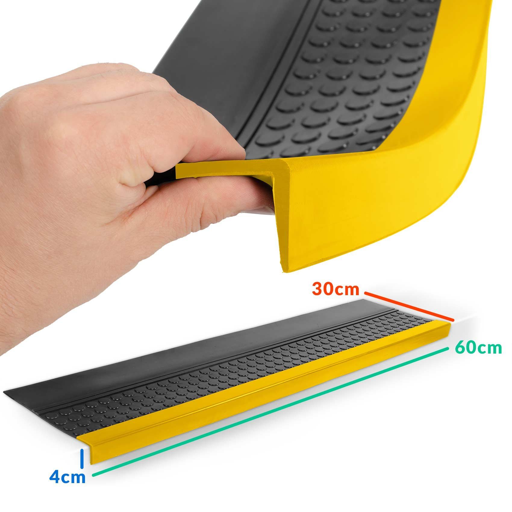 ANRO Stufenmatte Stufenschutz aus Gummi Treppenschutz Treppenmatte, Eckig, mit Coins/ Noppen Größe 30x60cm - rutschischer & anpassbar