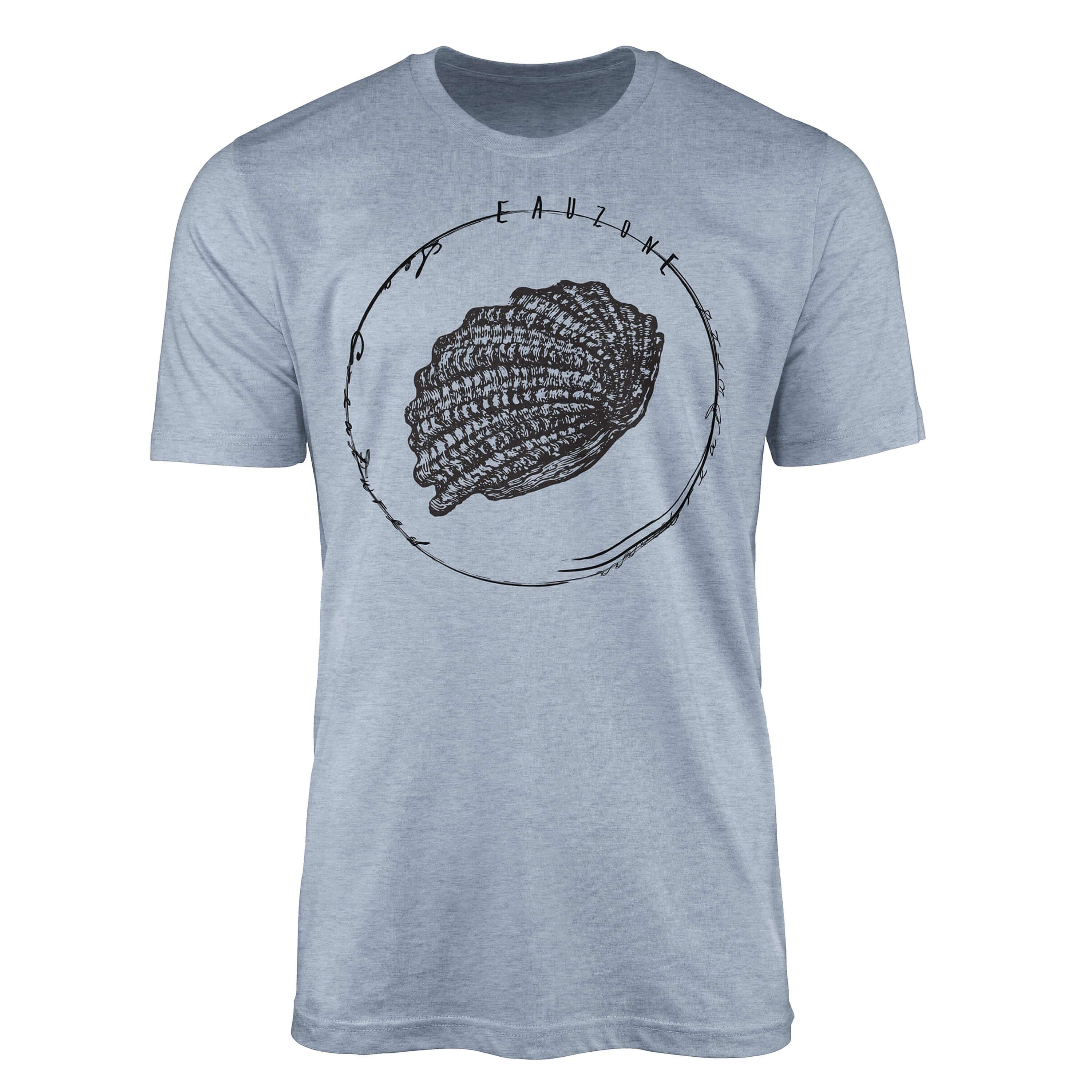 Sinus Art T-Shirt T-Shirt Tiefsee Fische - Serie: Sea Creatures, feine Struktur und sportlicher Schnitt / Sea 067 Stonewash Denim
