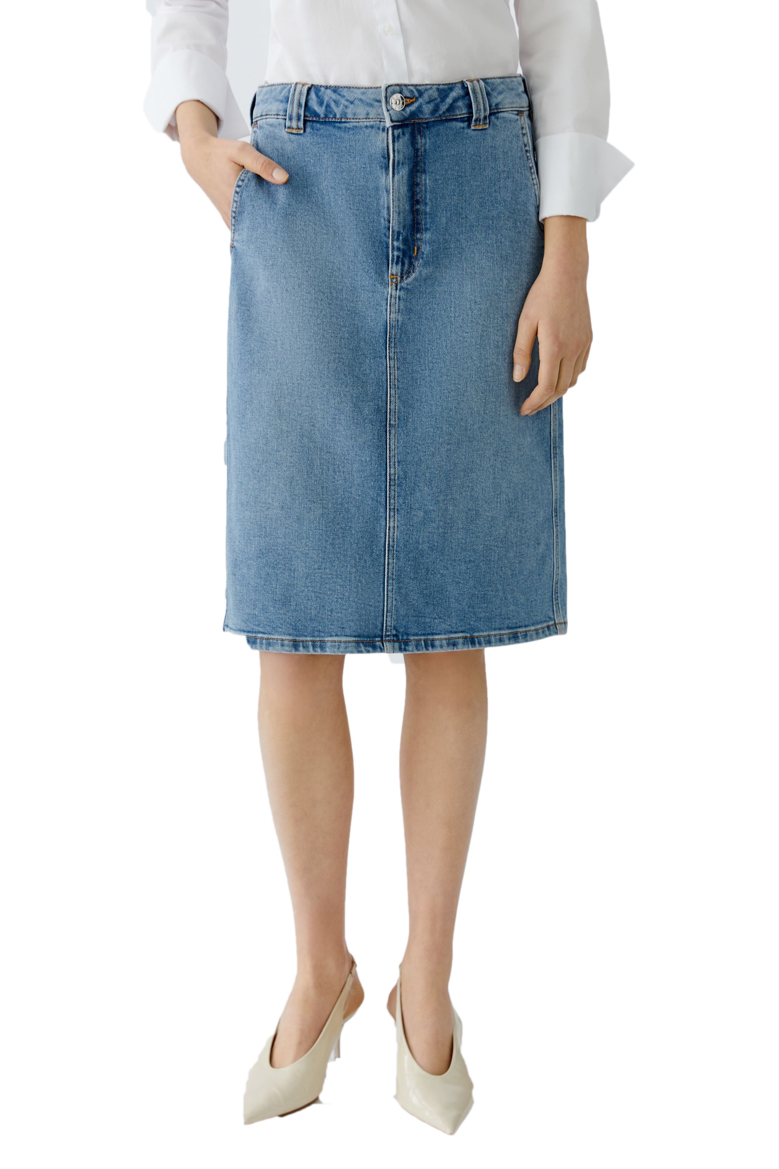 Oui Jeansrock Oui Jeansrock mit authentischer Waschung (1-tlg)